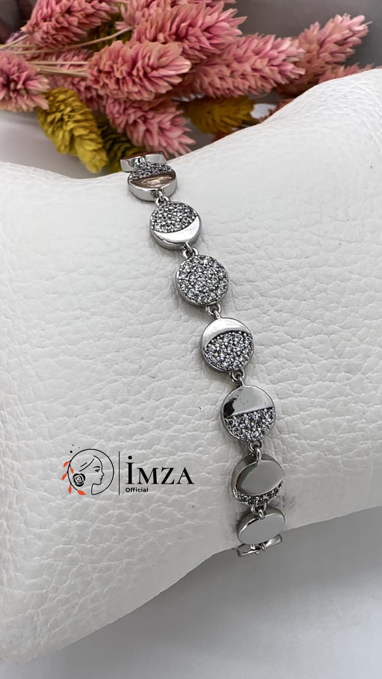Vip Yuvarlak Taşlı Silver Bileklik