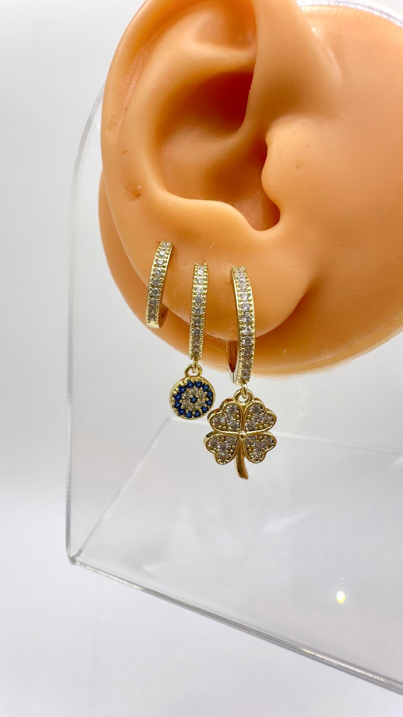 Vp 14 K 3lü Yonca Model Halka Küpe