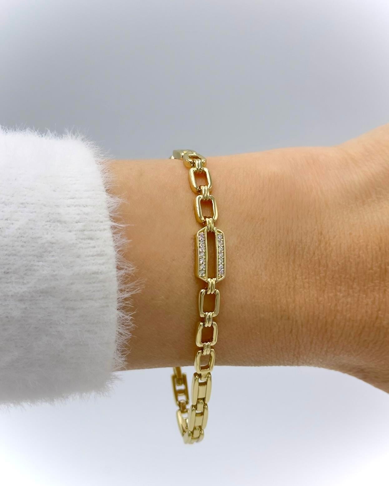 Vp 14 K  Altın Kaplama Bar Model Bileklik