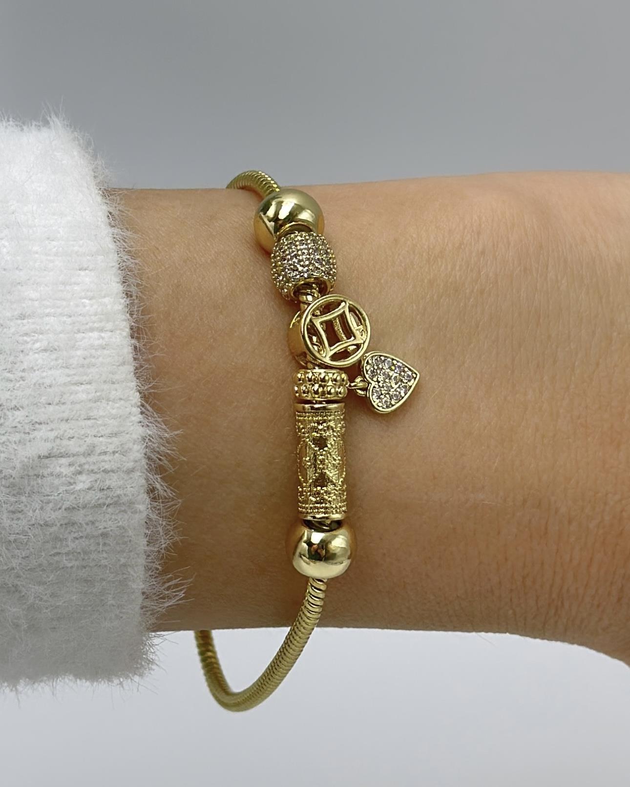 Vp 14 K Altın Kaplama Kalpli Charm Bileklik