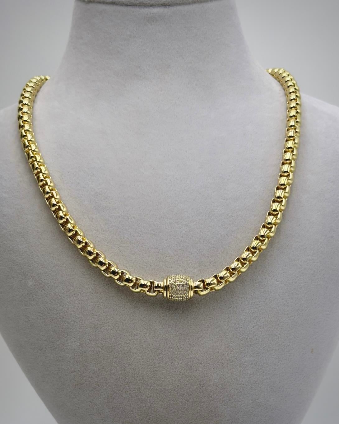 Vp 14 K Altın Kaplama Taşlı Silindir Kolye 45cm