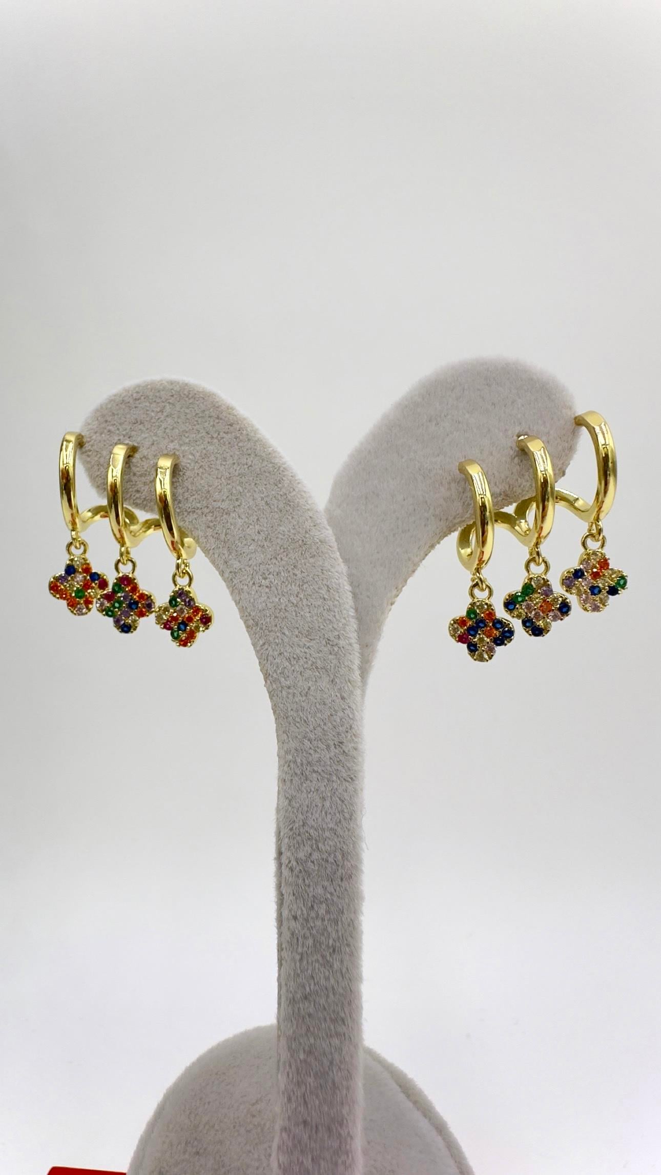 Vp 14 K Çoklu Renkli Yonca Küpe