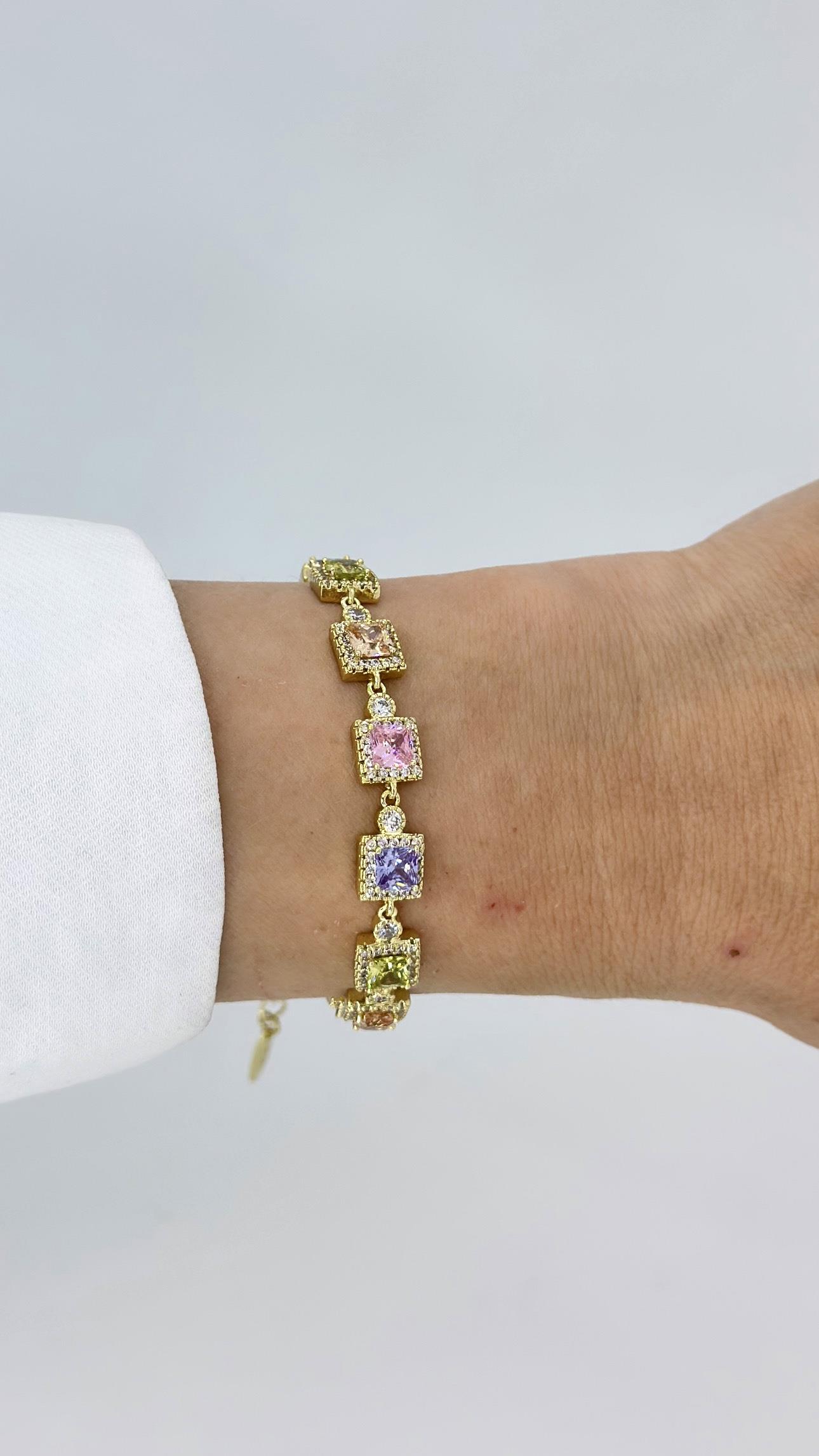 Vp 14 K Kare Renkli Bağet Bileklik