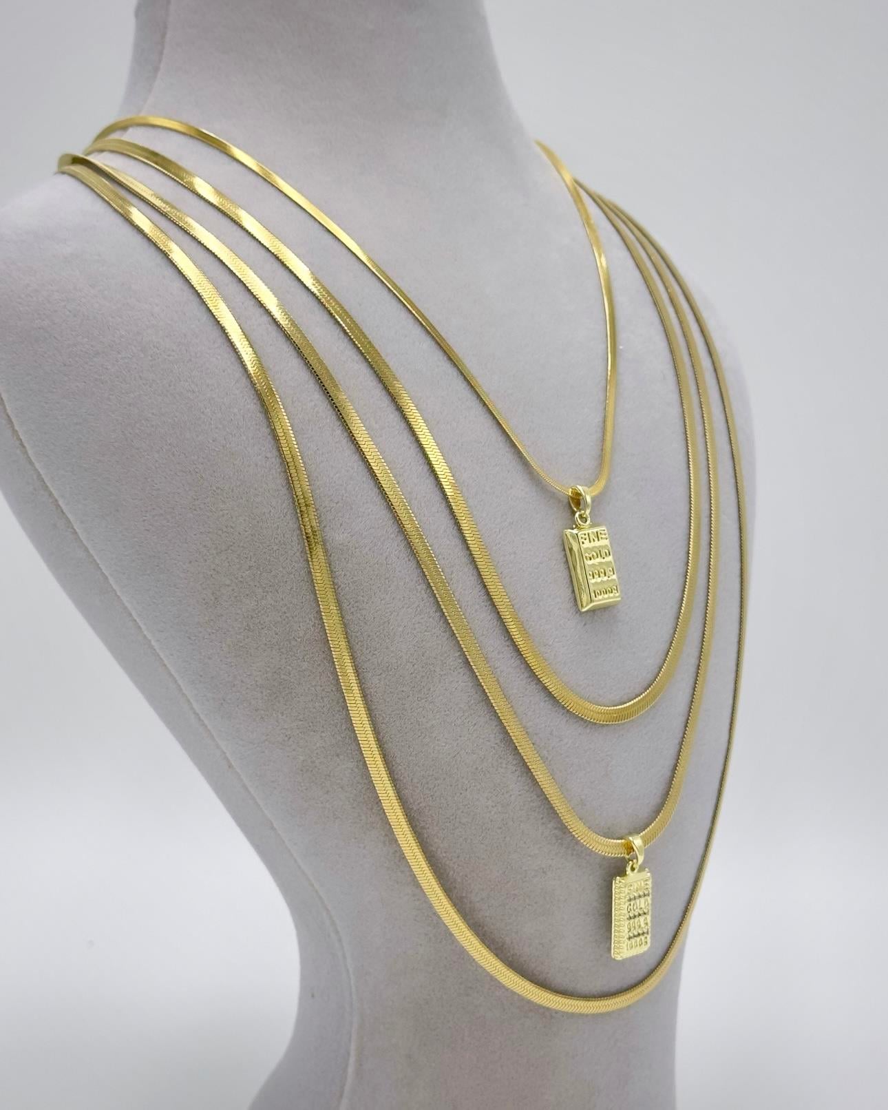 Vp 14 K Külçe Altın Charmlı Çoklu Model Kolye