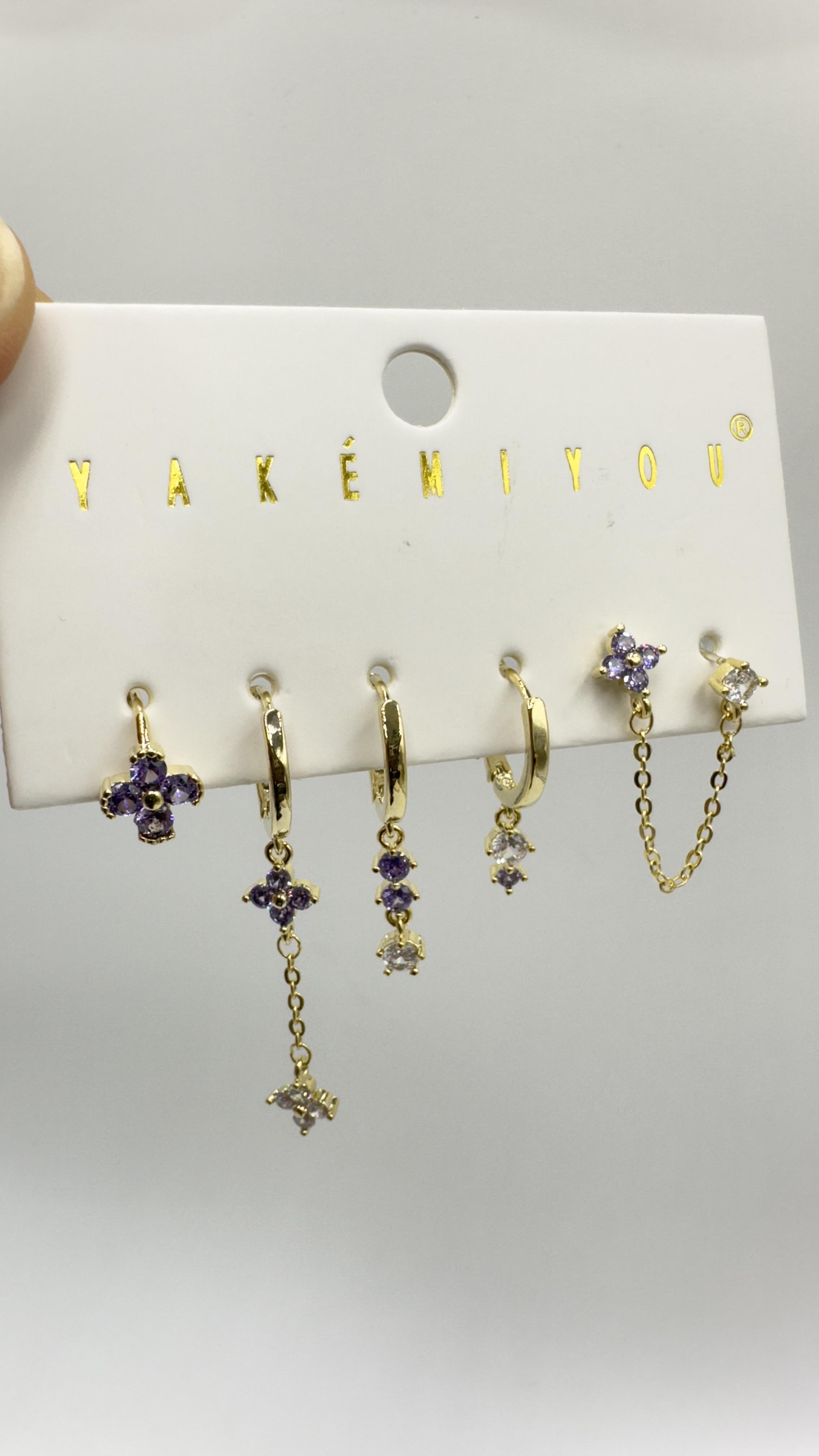 Vp 14 K Mor Renkli Çoklu Model Küpe