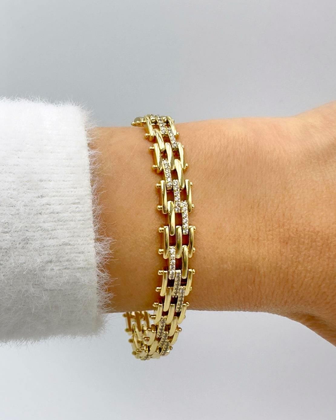 Vp 14 K Ortası Taşlı Hasır Bileklik