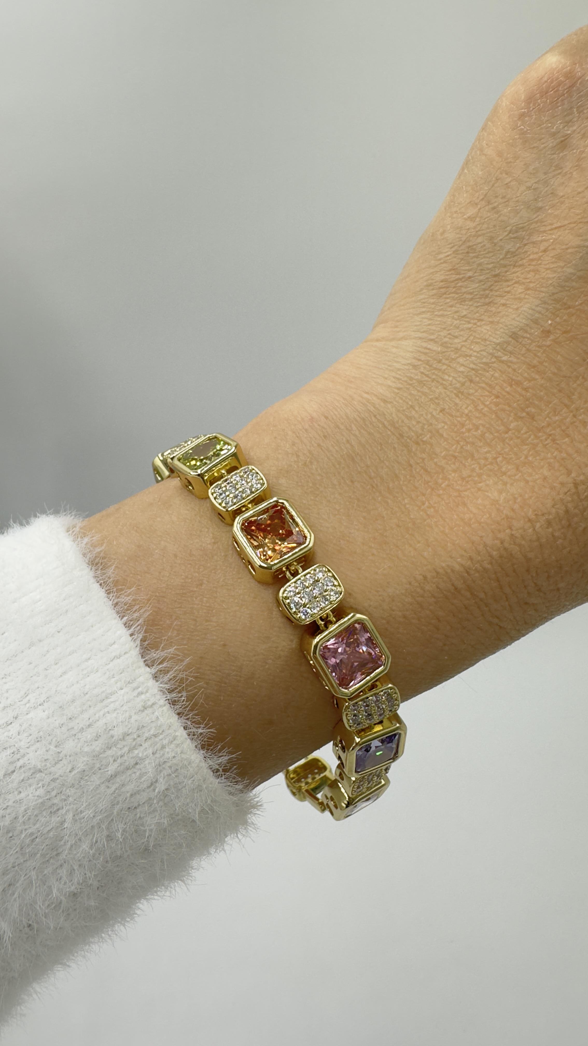 Vp 14 K Renkli Taşlı Tenis Model Bileklik