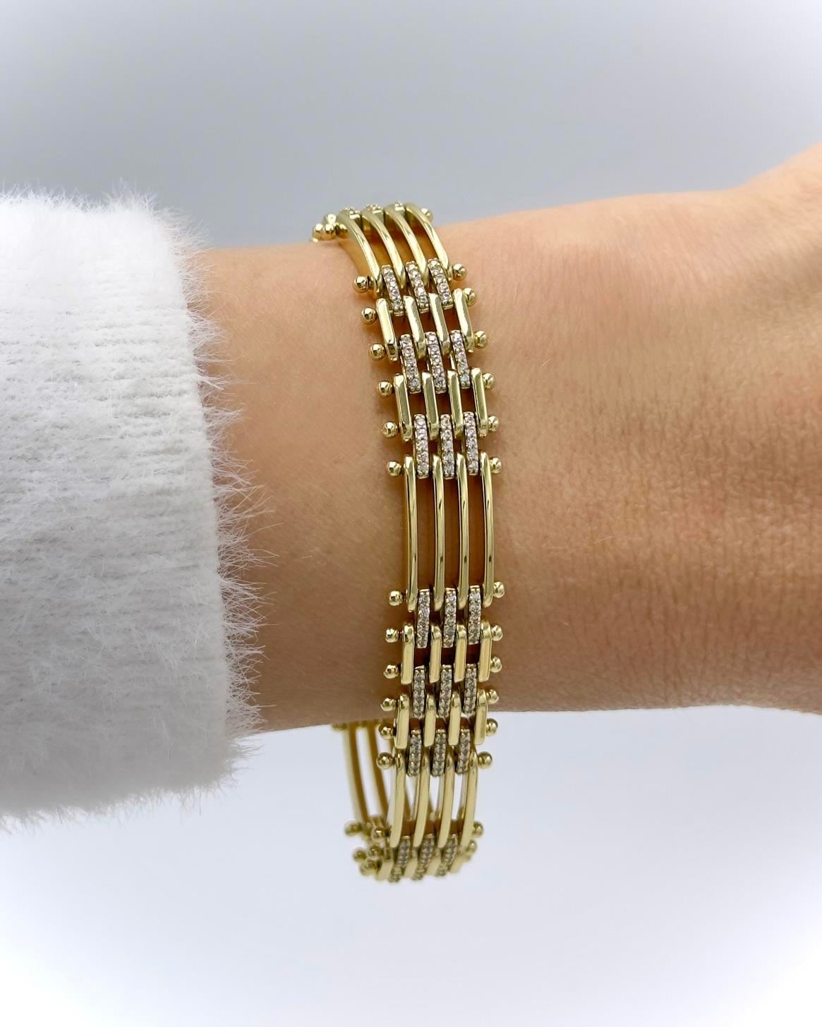 Vp 14 K Taşlı Geçme Bar Model Bileklik