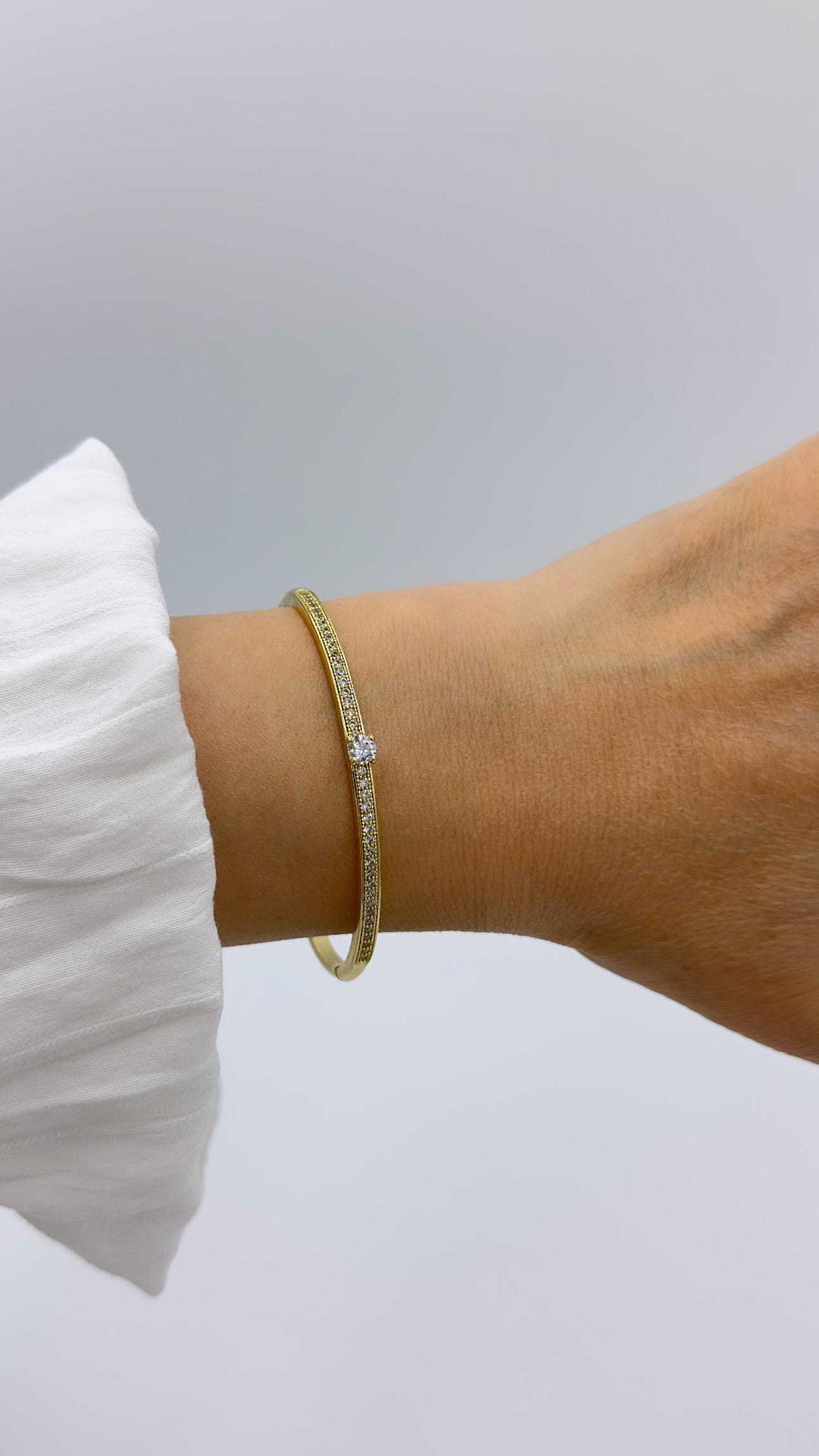 Vp 14 K Tek Taşlı Model Kelepçe Bileklik