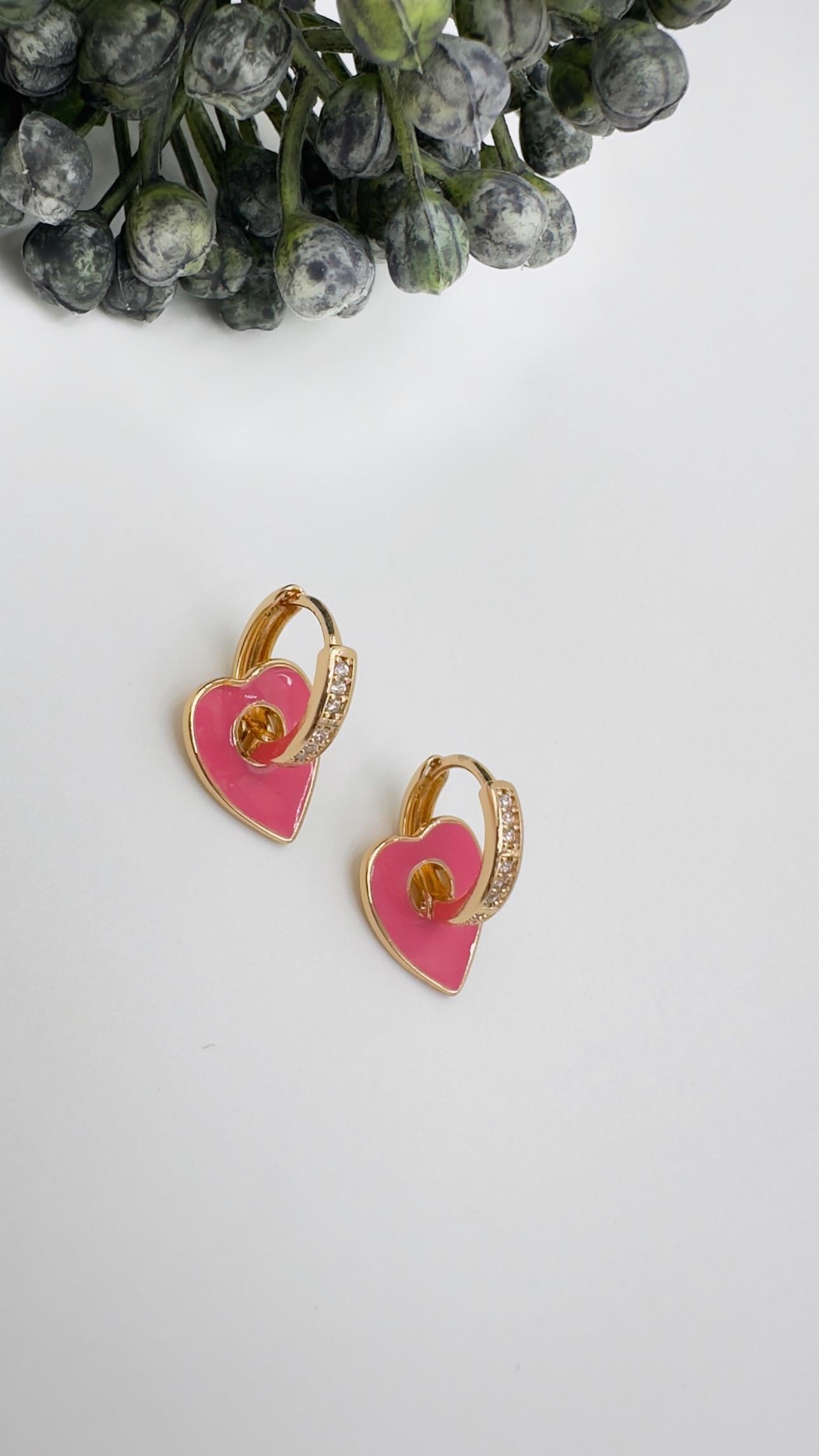 Vp Rose Pembe Kalbli Halka Model Küpe