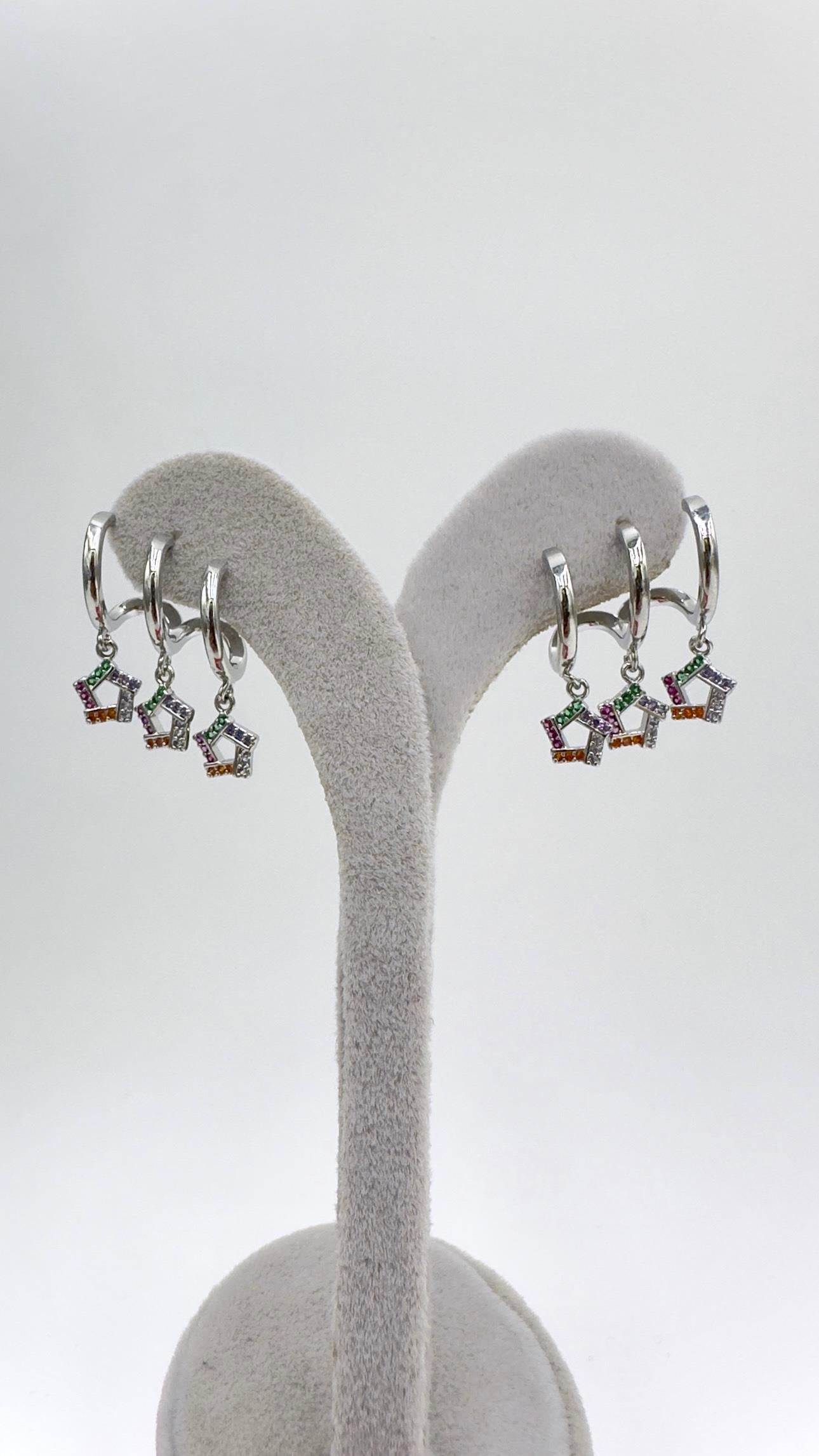 Vp Sılver Çoklu Renkli Yıldız Küpe