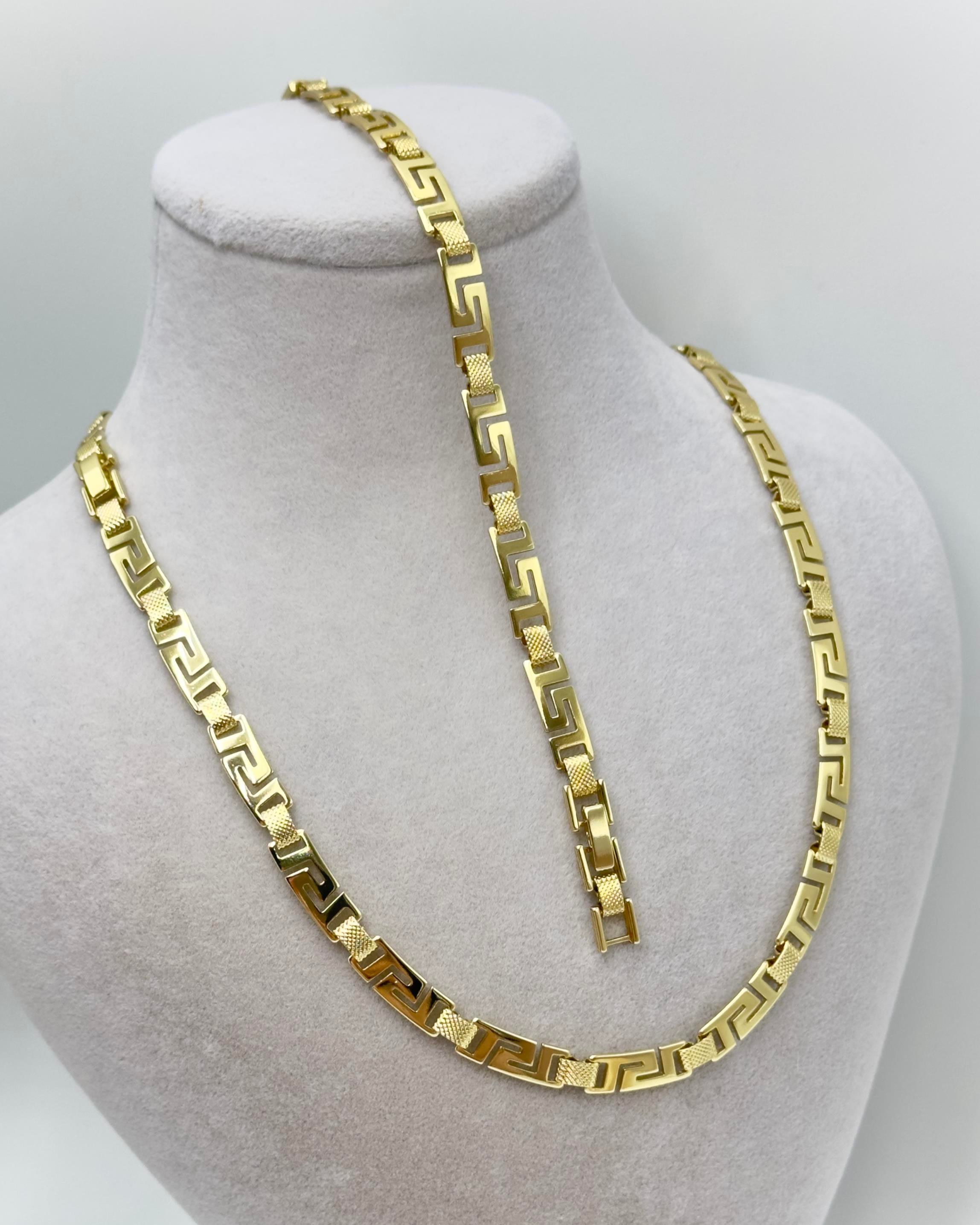 Vp14 K Altın Kaplama Labirent Kolye/ Bileklik Kombin Set