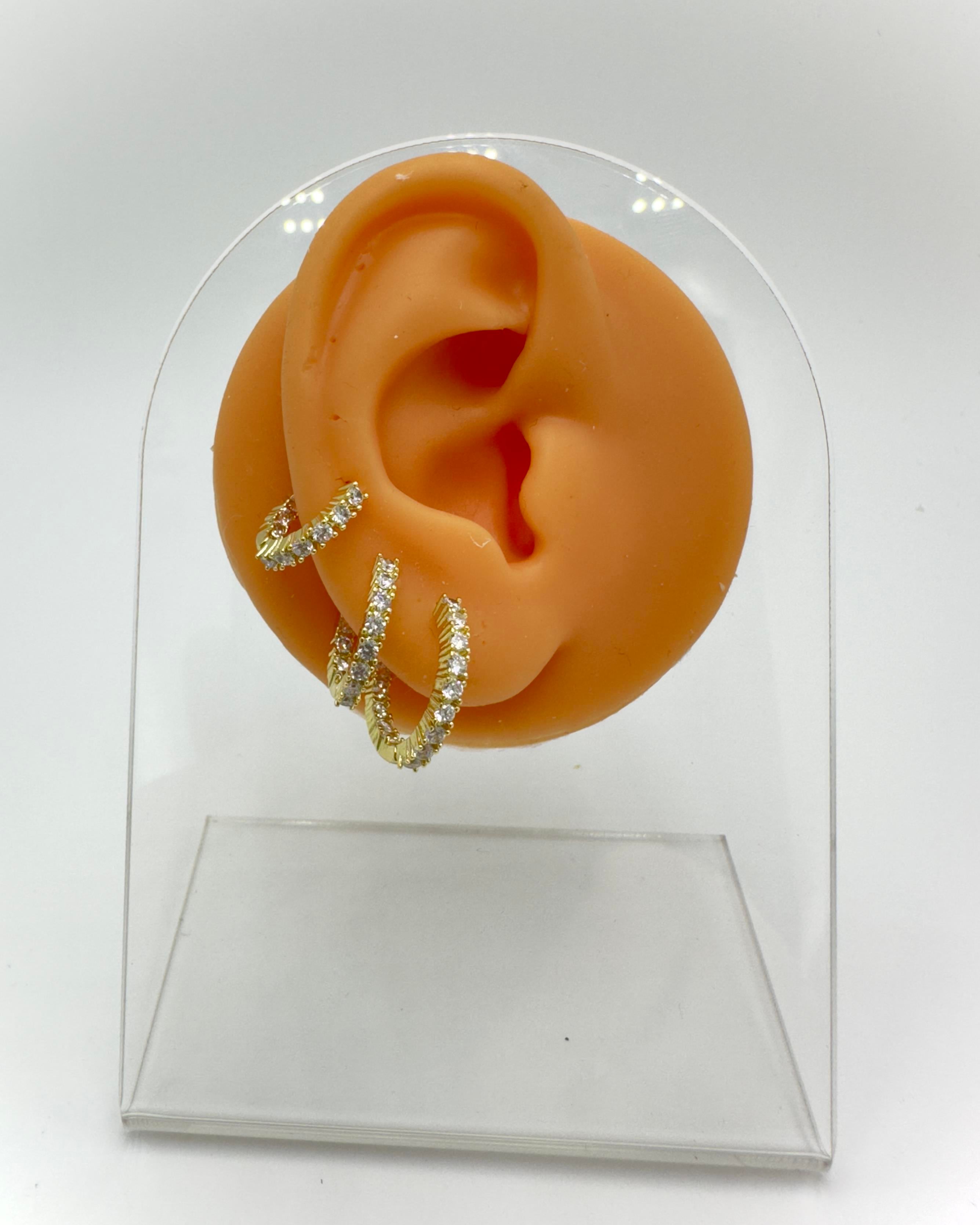 Vp14 K Taşlı 3lü Halka Model Küpe