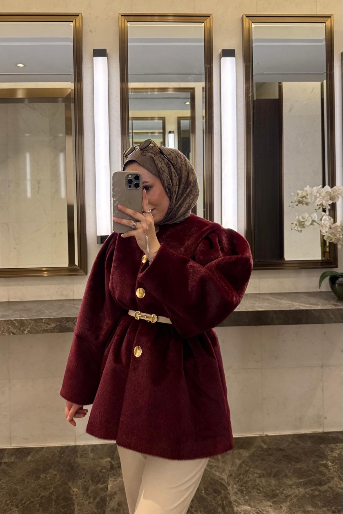Gold fox Beli lastikli ceket-bordo