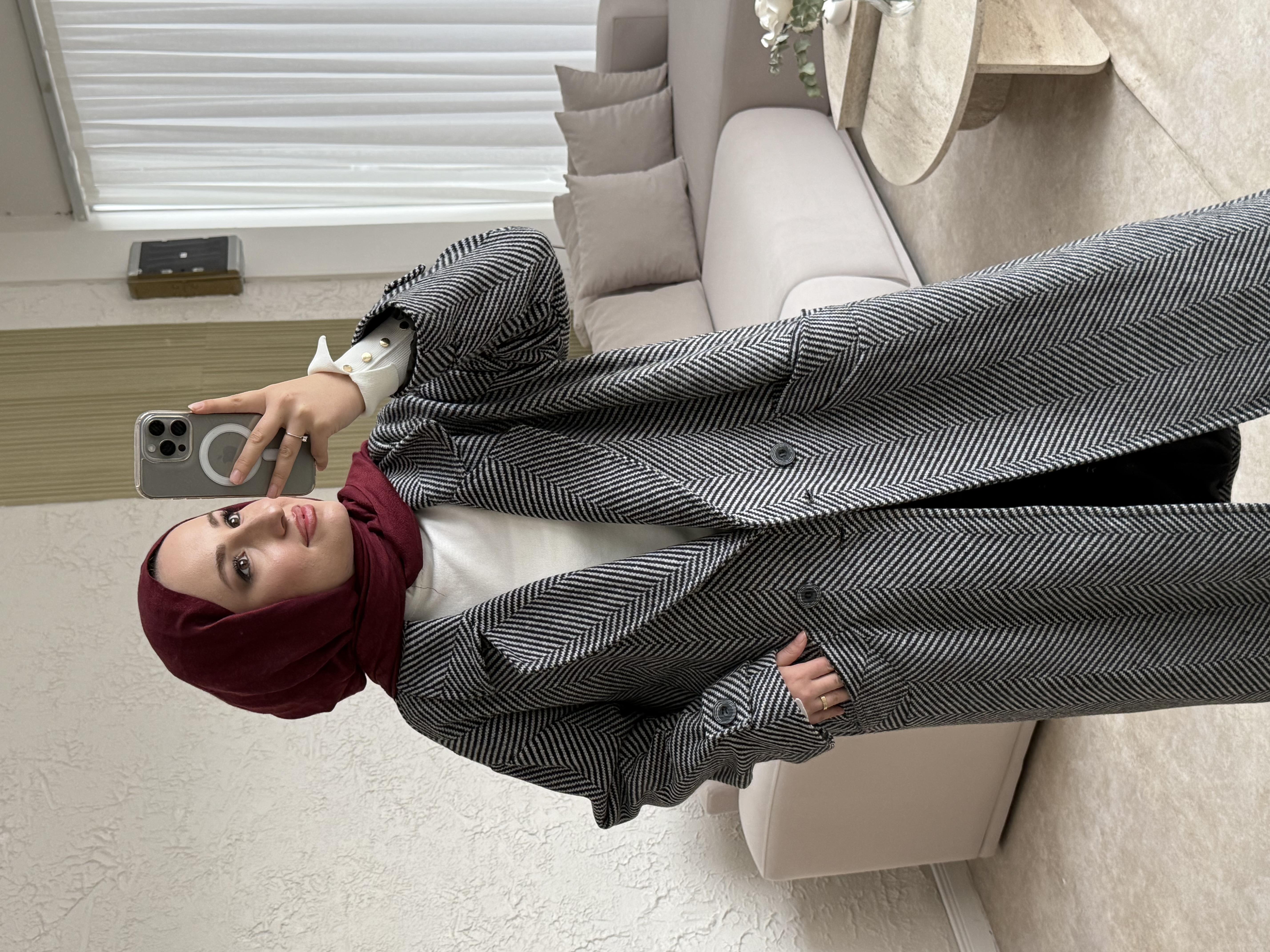 Massimo model kaşe kaban -siyah - vakronline