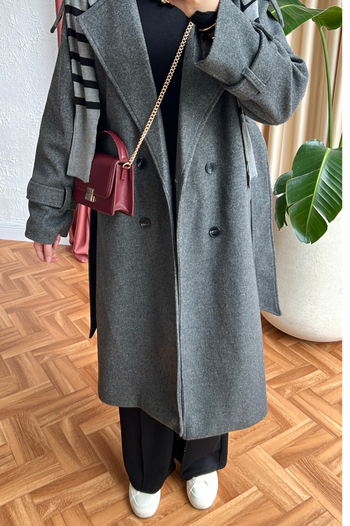 Massimo model kaşe kaban-gri - vakronline