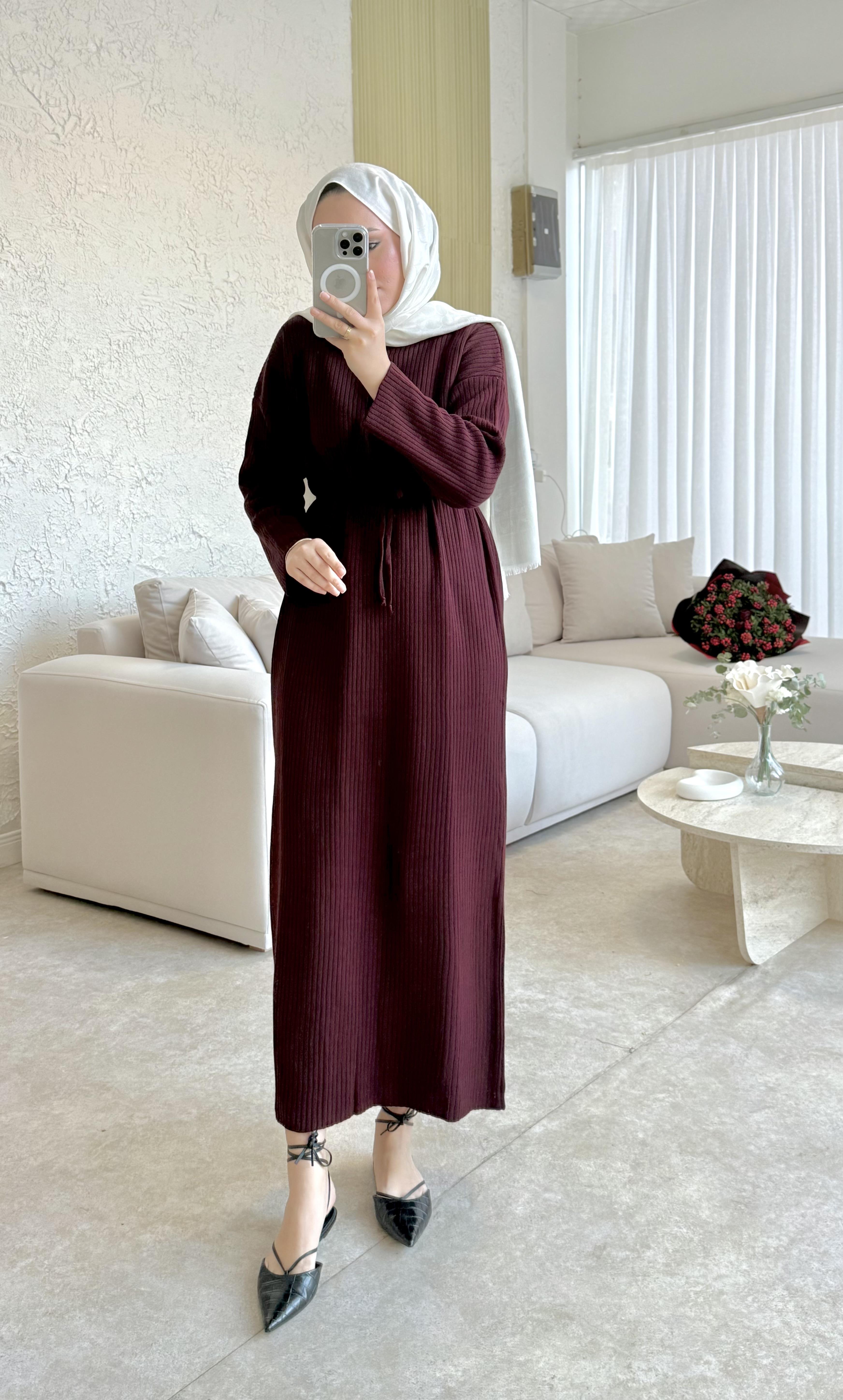 Triko elbise-bordo - vakronline