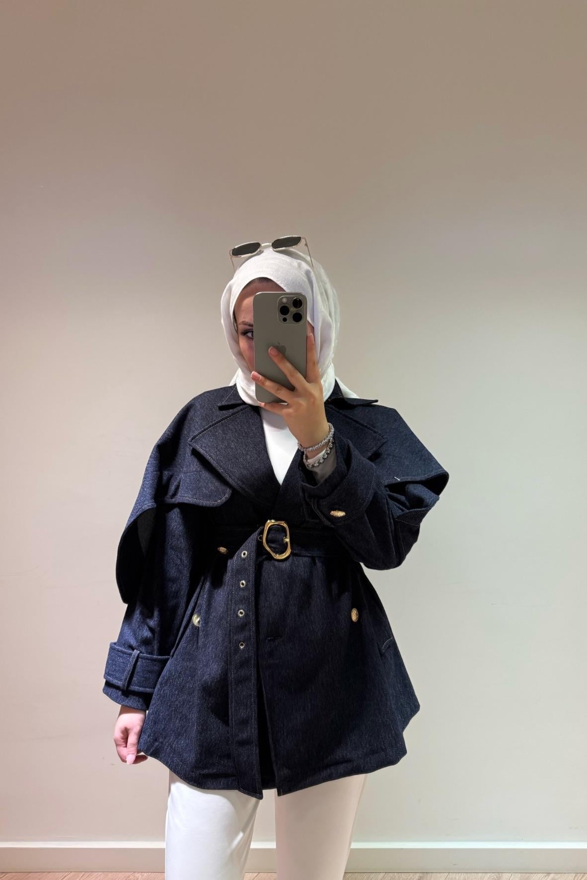 Camilla Denim Trençkot-Mavi
