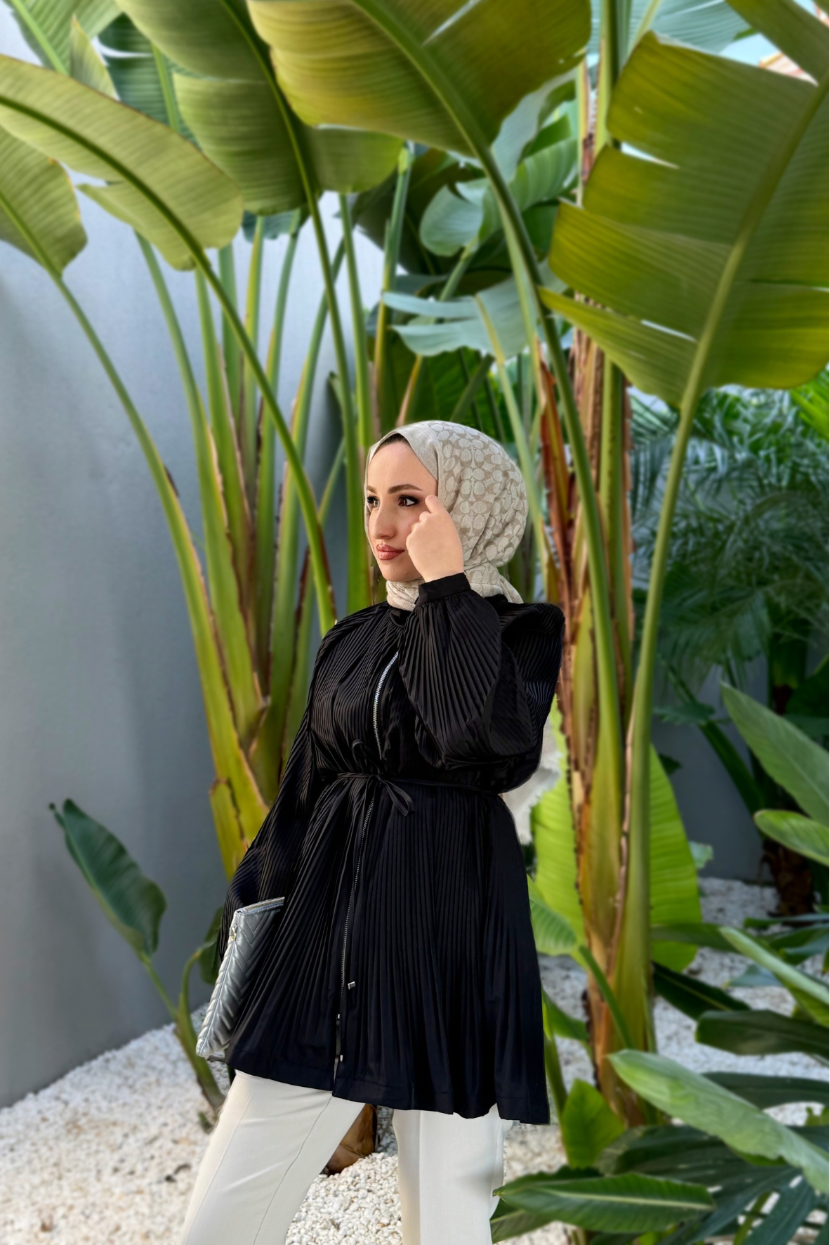 Micro piliseli trenç kap-siyah - vakronline