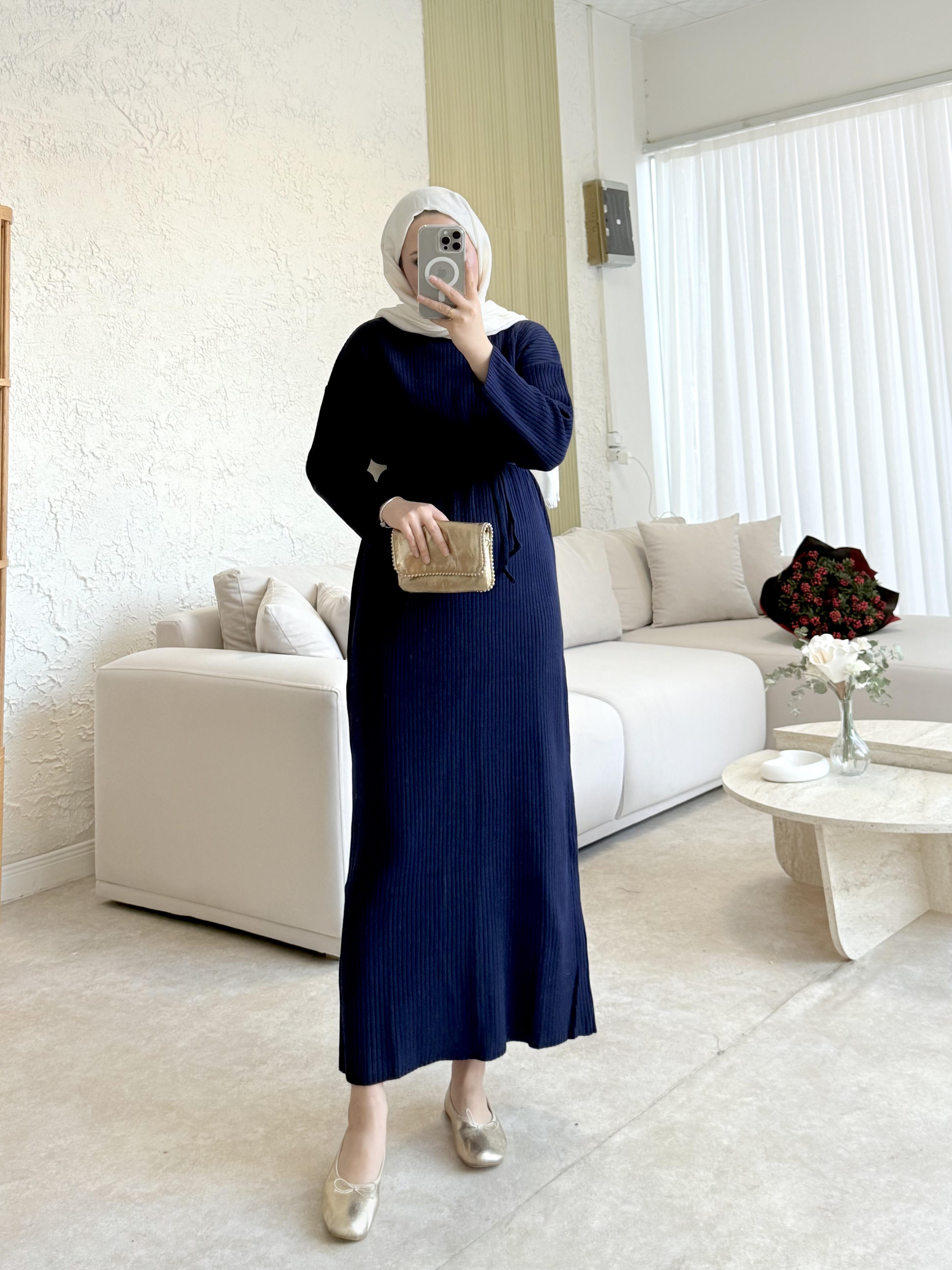 Triko elbise-lacivert - vakronline