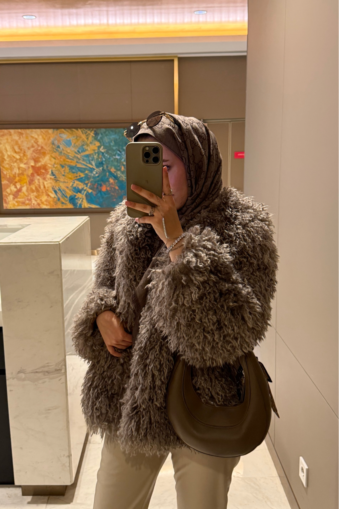 Tesettür Curly Tasarım Kürk -Vizon