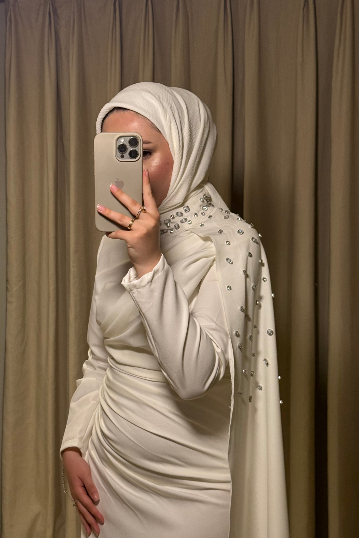 Mariana taşlı özel seri elbise  -beyaz - Vakronline
