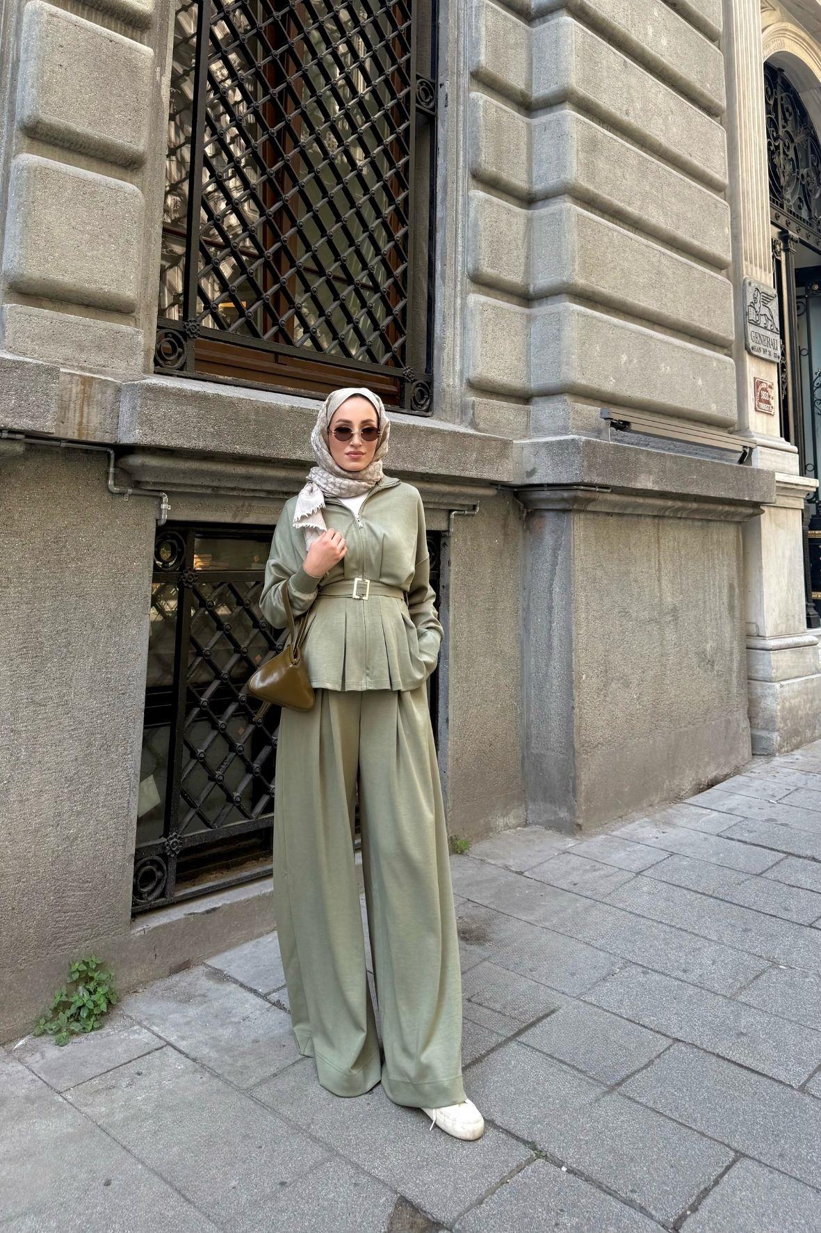 Alin Oysh Pantolonlu Takım-Çağla