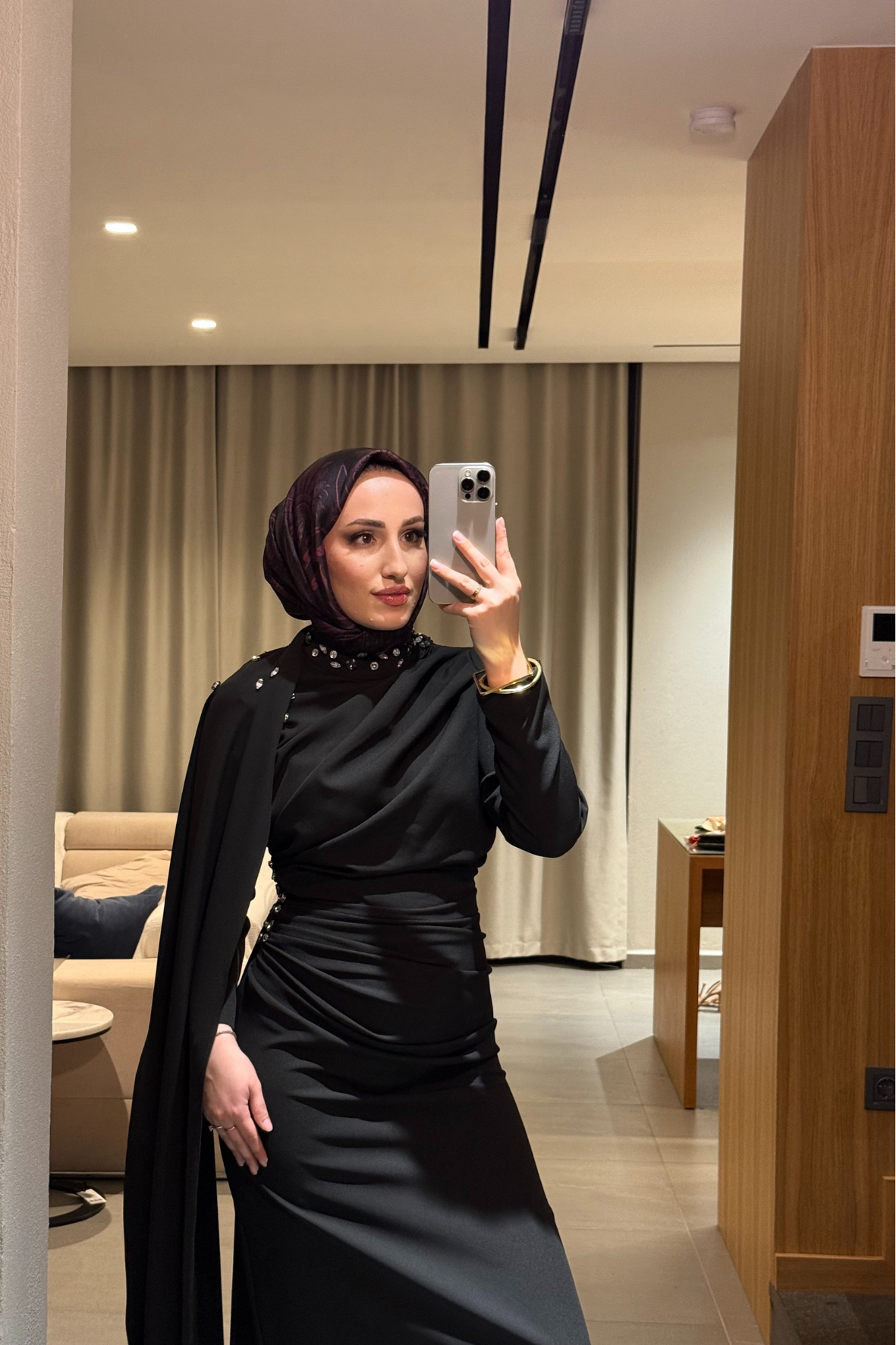 Mariana taşlı özel seri elbise -siyah  - Vakronline