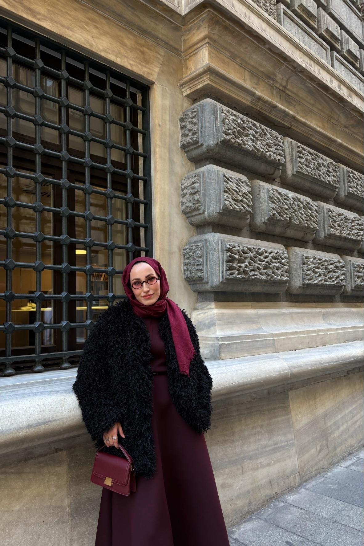 Tesettür Curly Tasarım Kürk -Siyah