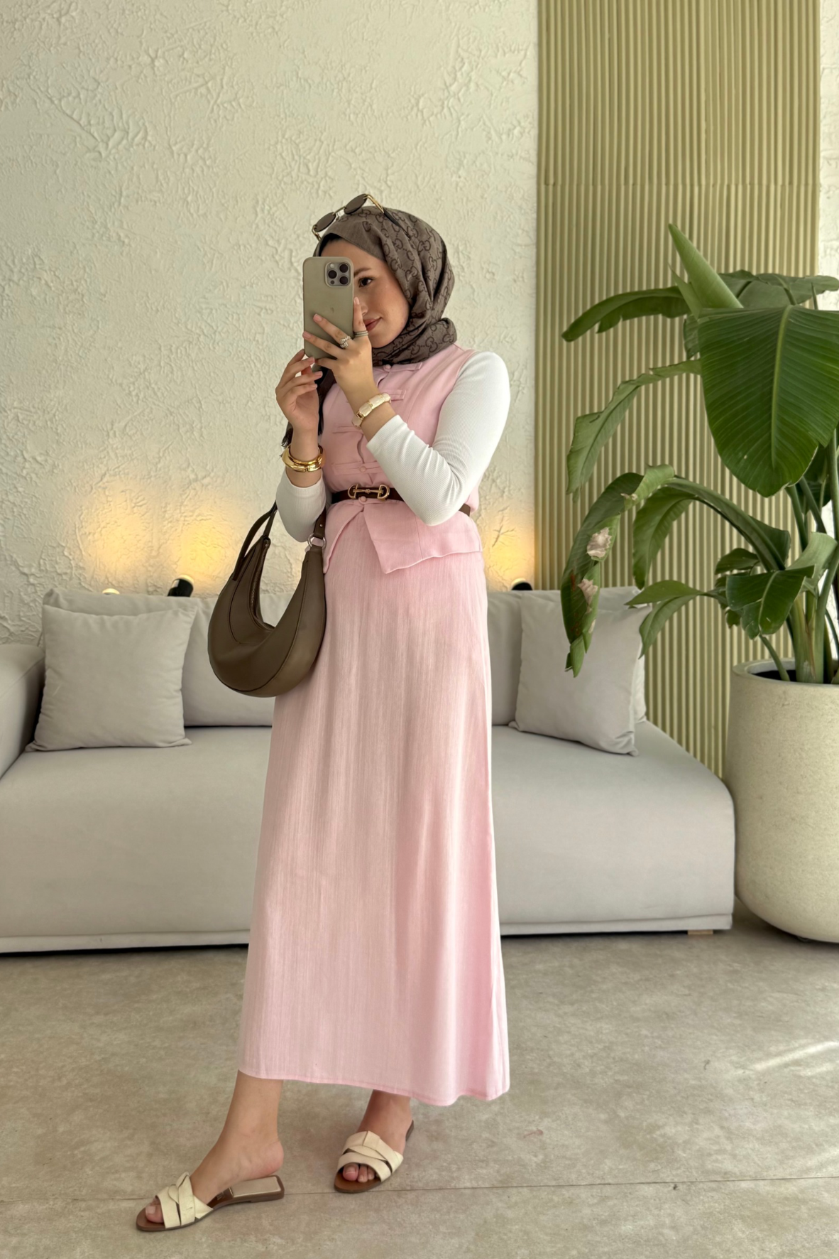 Tesettür Tuus etekli takım-pembe - vakronline