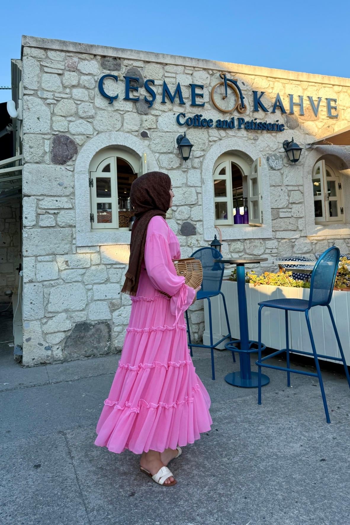 Tesettür Sue Elbise-pembe 