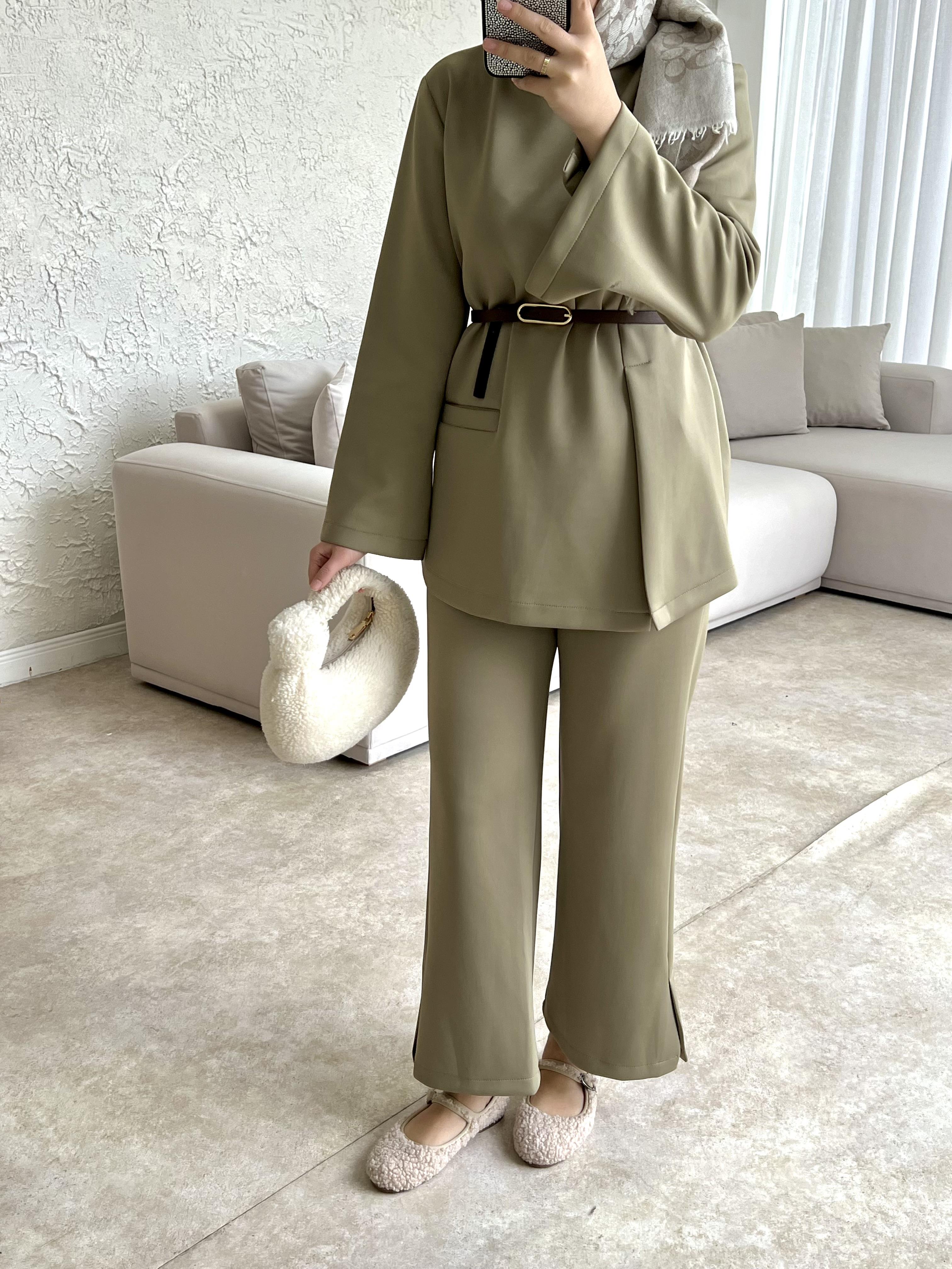 Moi scuba i̇kili takım pantolonlu-çağla - vakronline