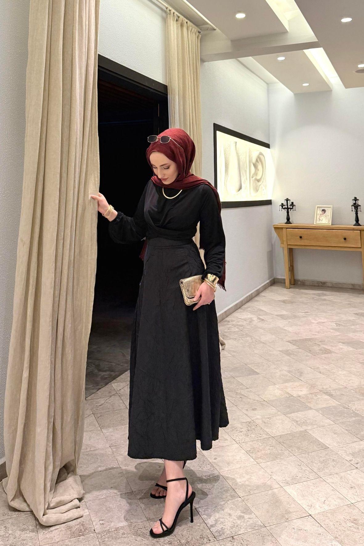 Linda etekli takım-siyah - vakronline