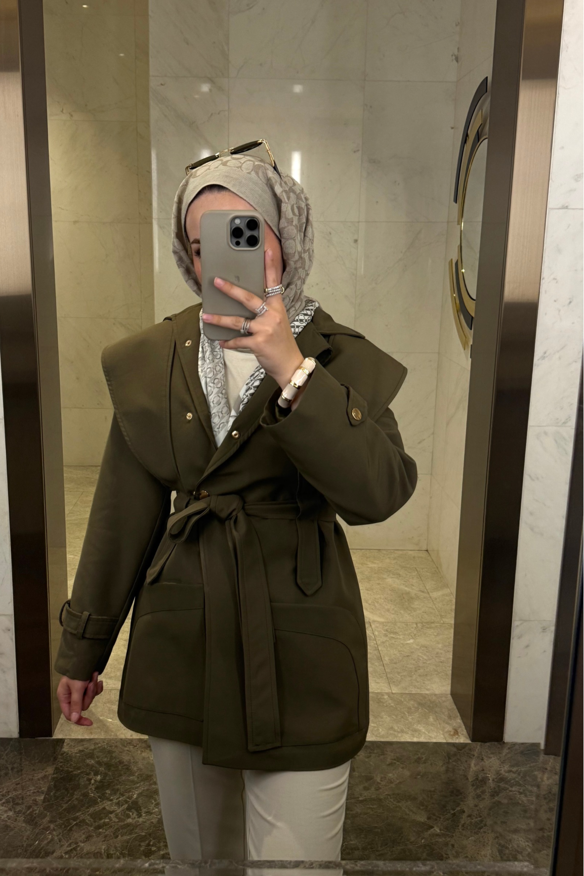 Pelerin Detaylı Premium Trençkot-Haki