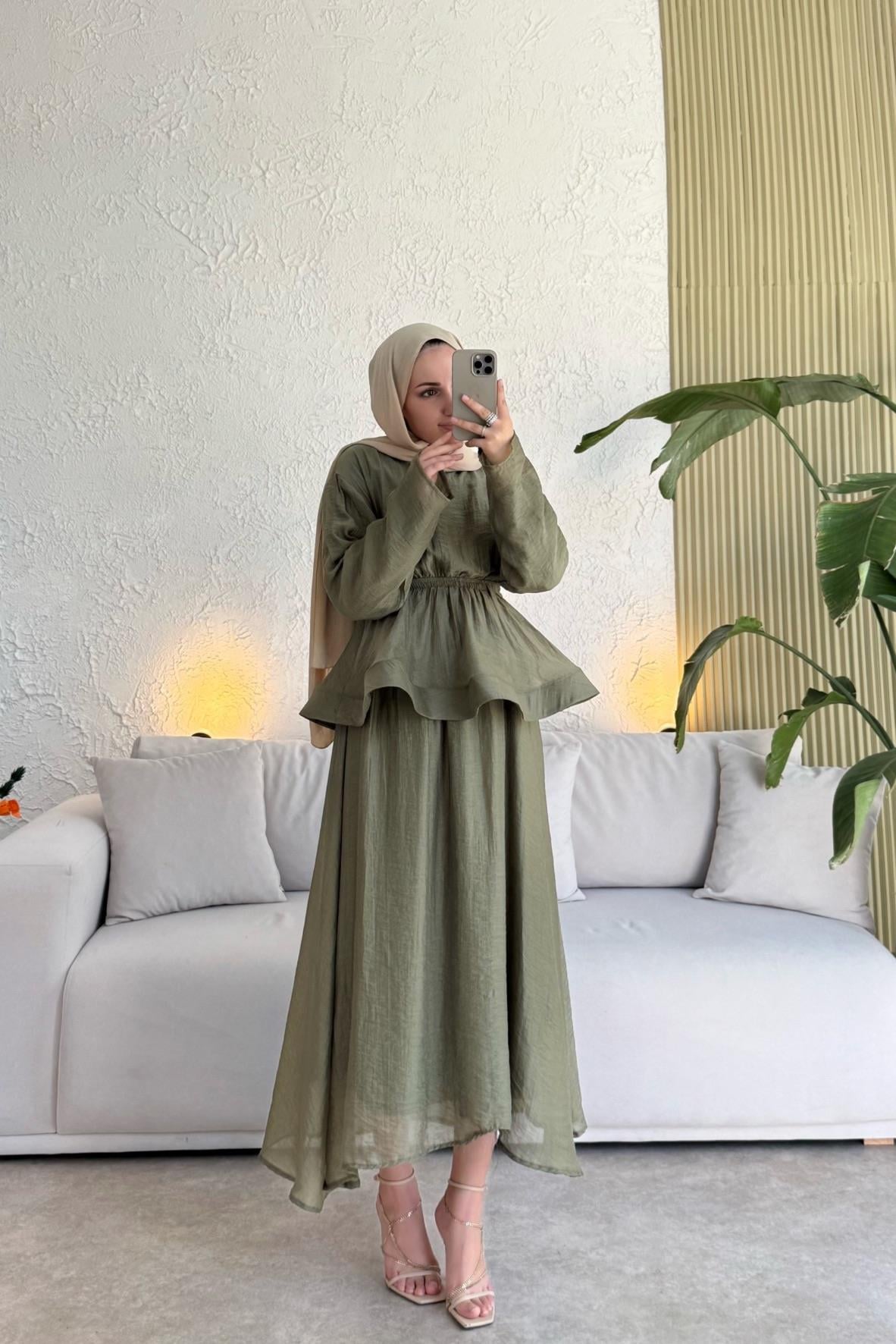 Tesettür Candy Elbise-Haki