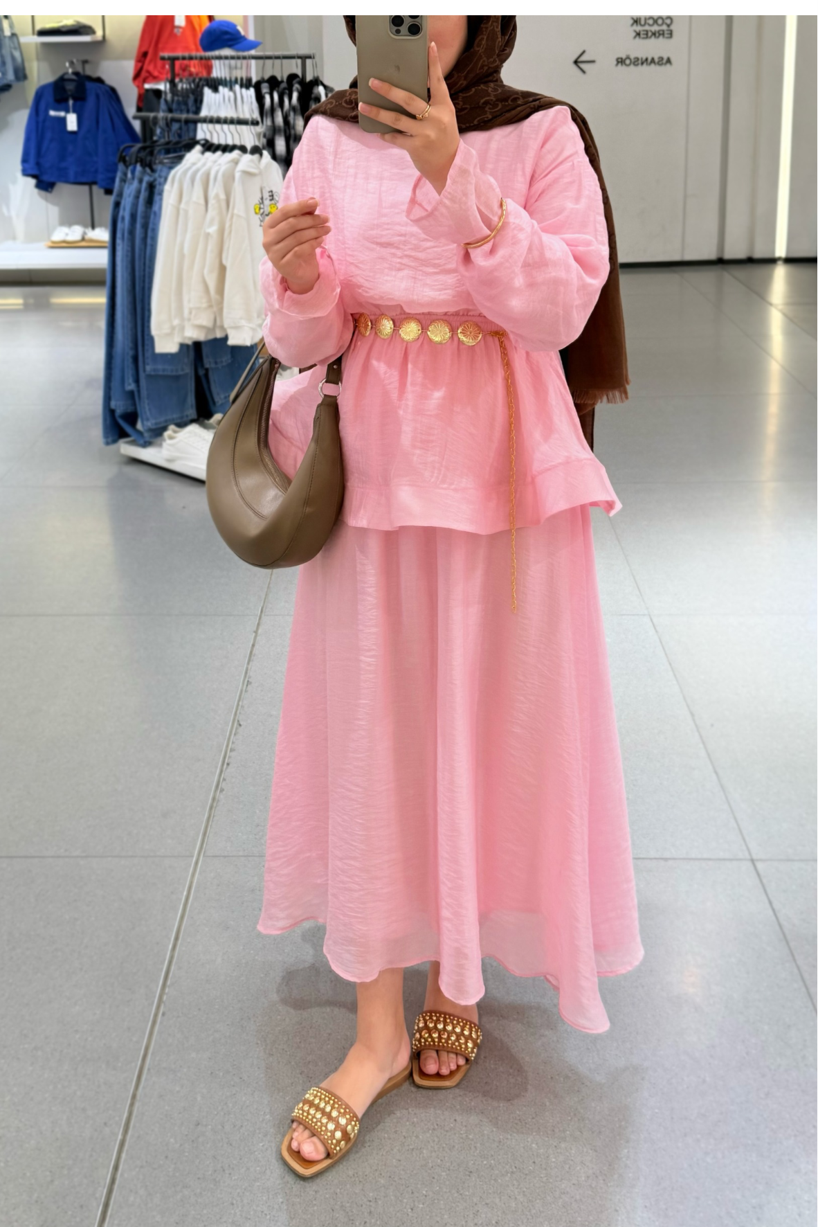 Tesettür Candy Elbise-Pembe