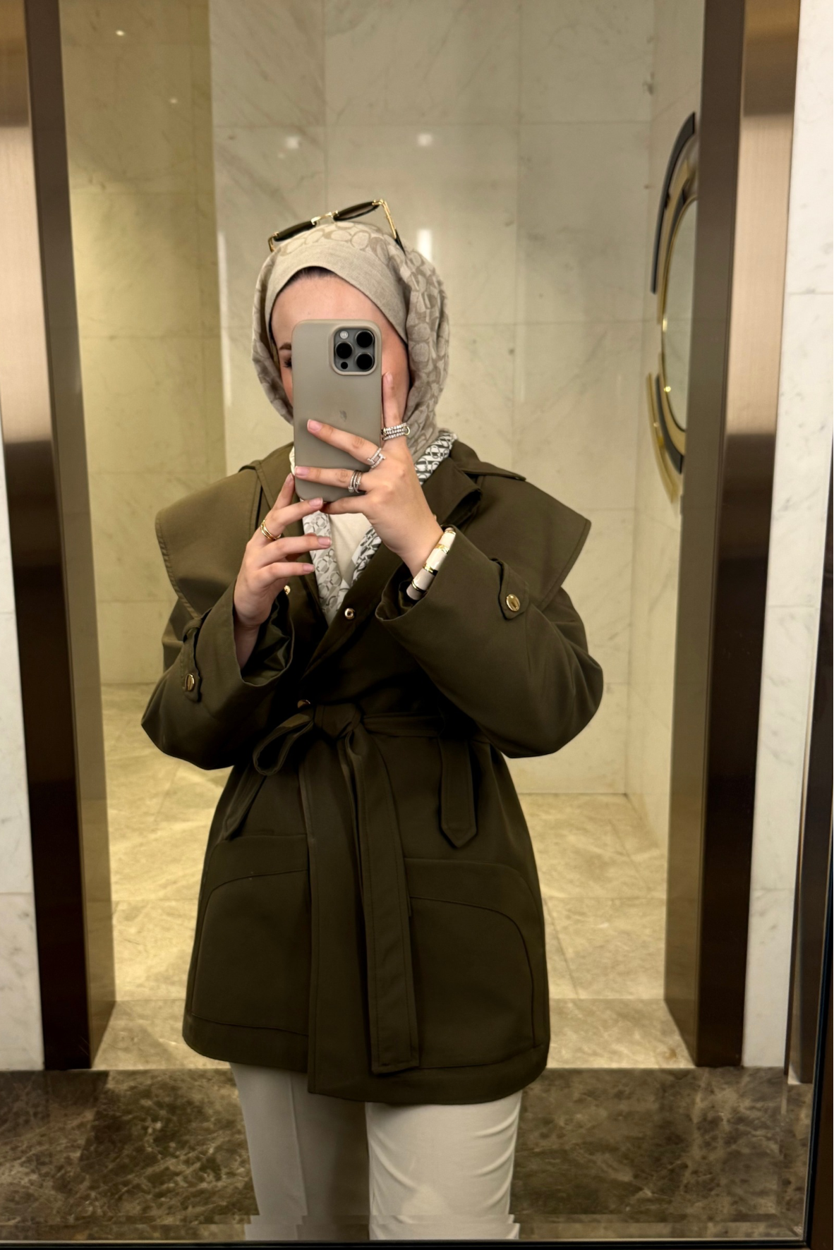 Pelerin Detaylı Premium Trençkot-Haki