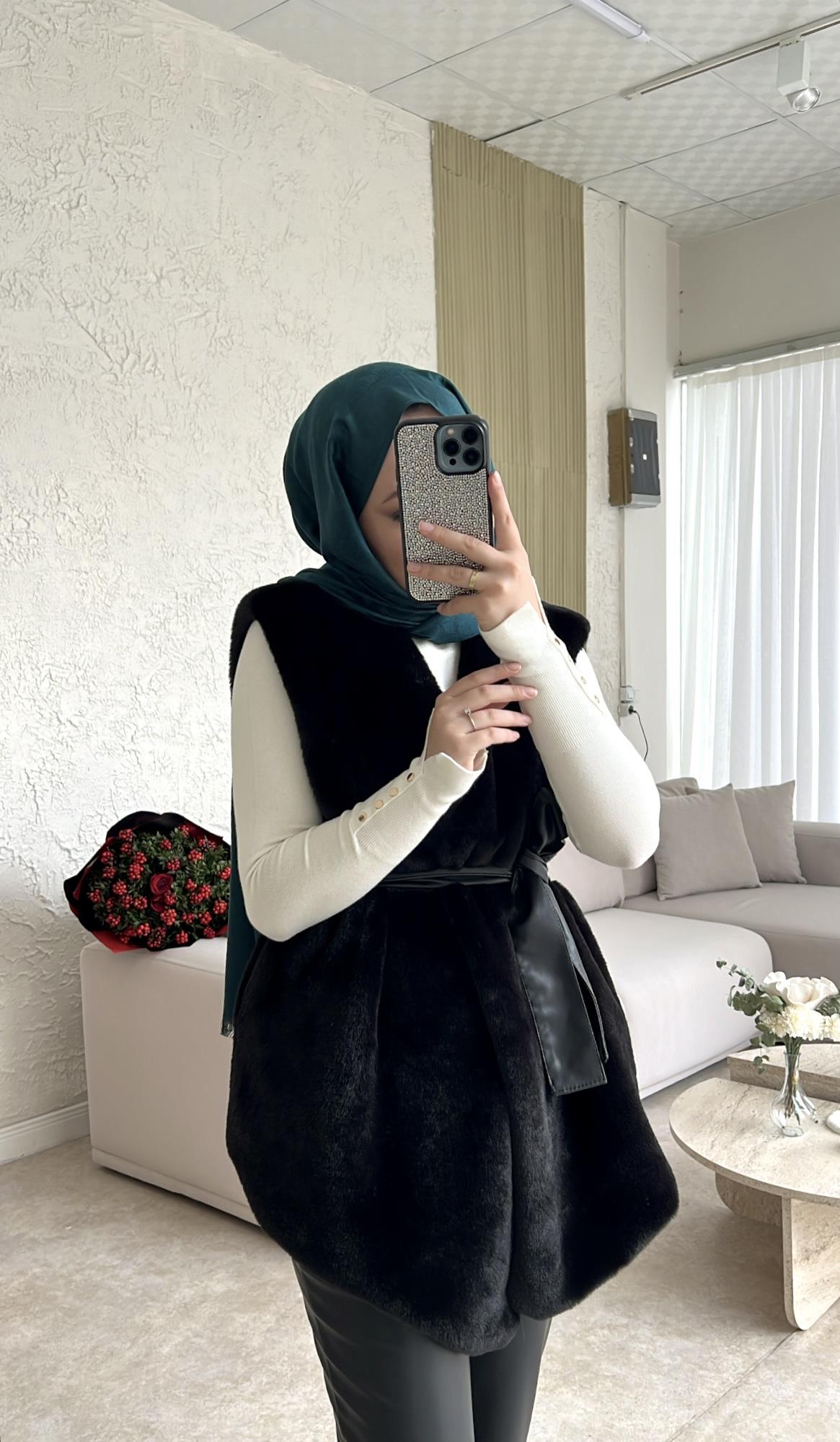 Angora yelek -siyah - vakronline