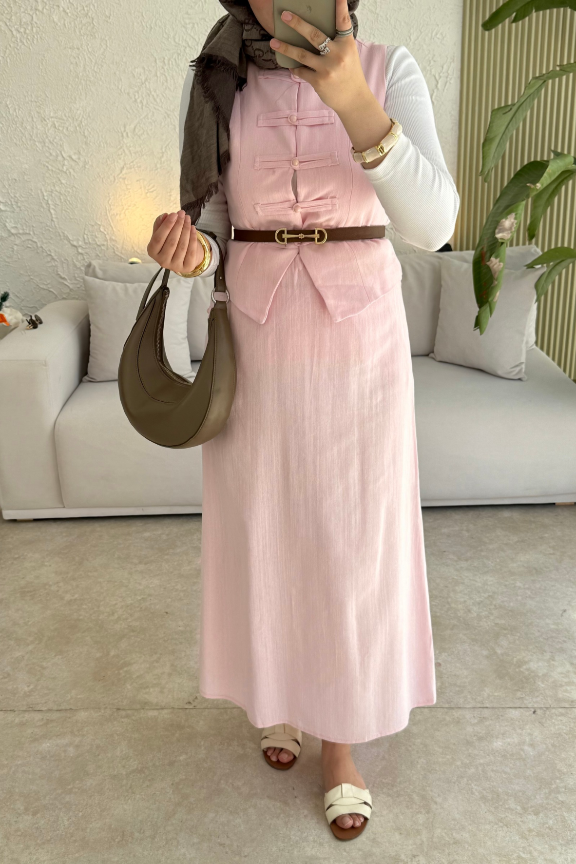 Tesettür Tuus etekli takım-pembe - vakronline