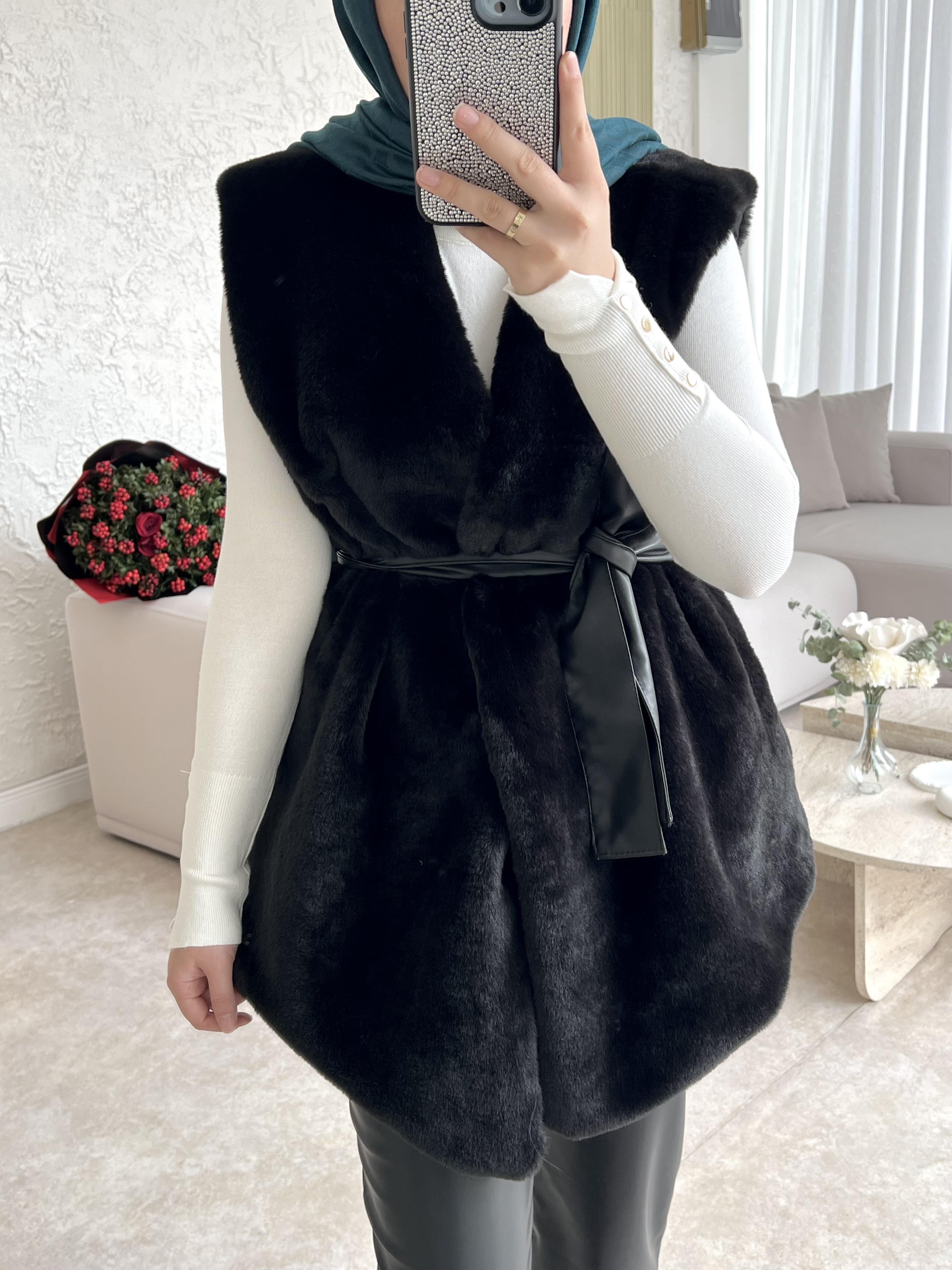 Angora yelek -siyah - vakronline