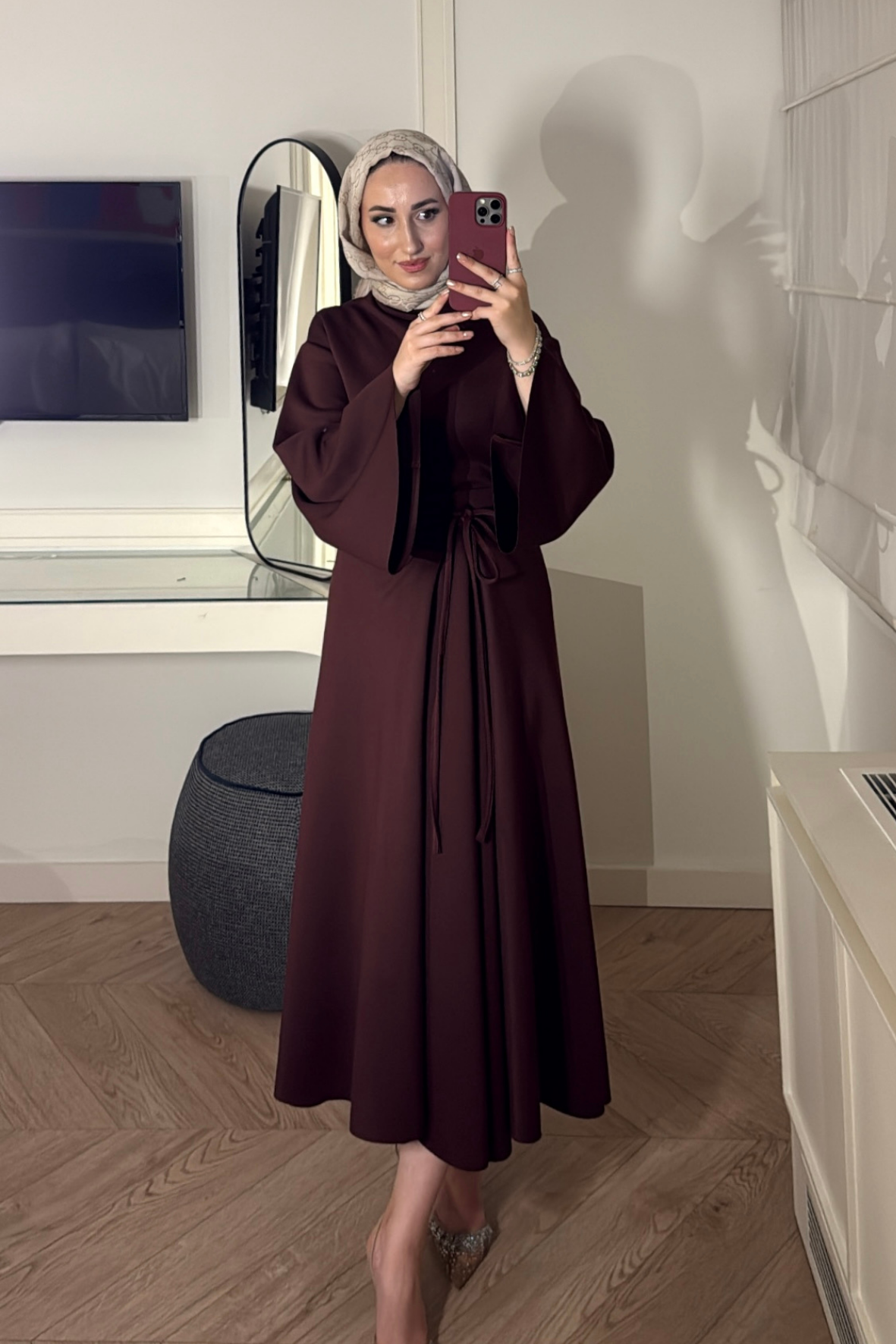 Alya Pelerin Etekli Takım-Bordo