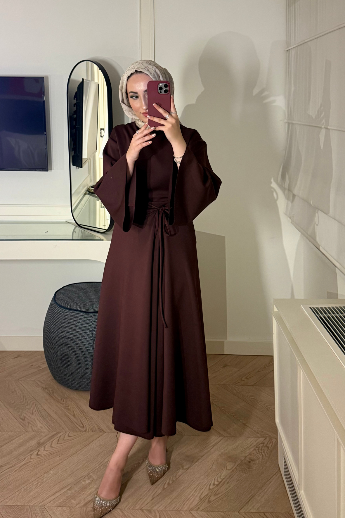 Alya Pelerin Etekli Takım-Bordo