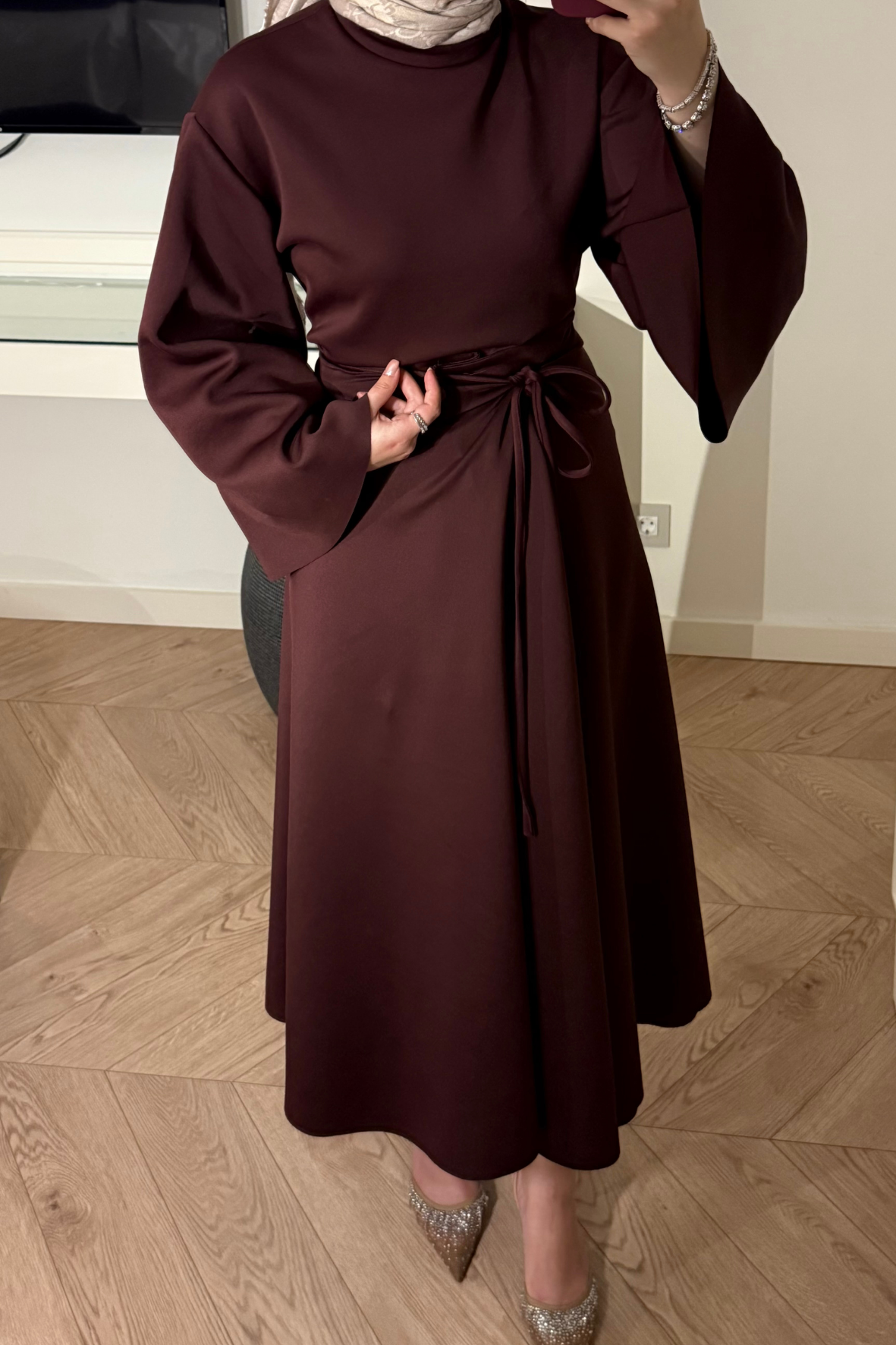 Alya Pelerin Etekli Takım-Bordo