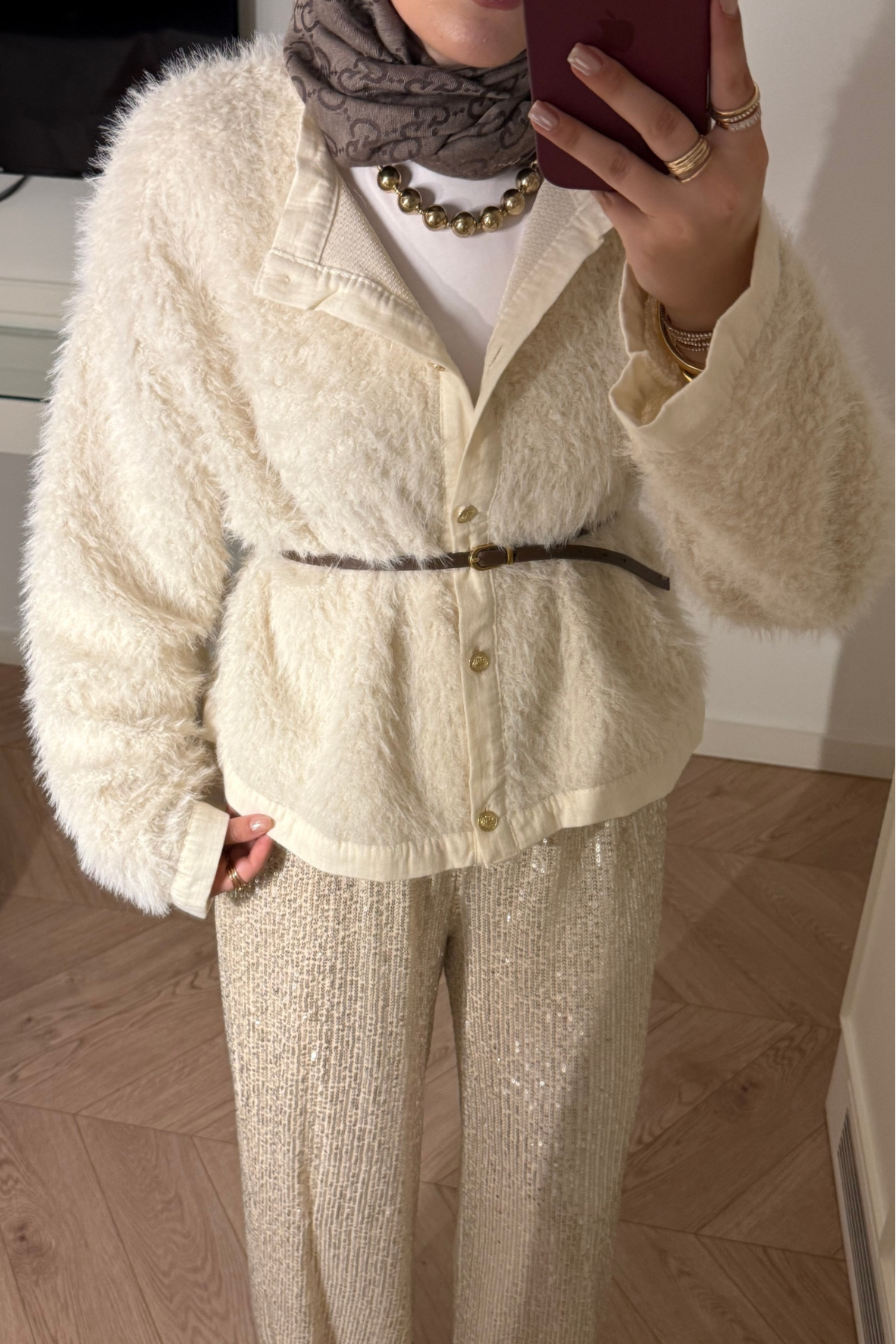 Angora Peluş Massimo Hırka-Ekru 