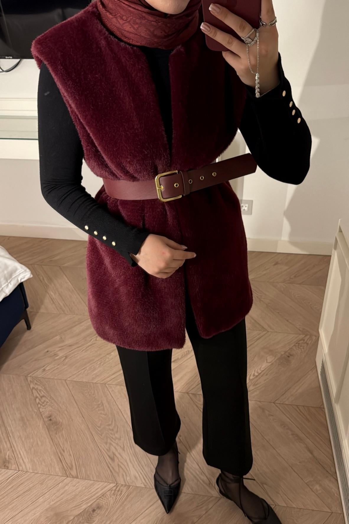 Angora Yelek-Bordo
