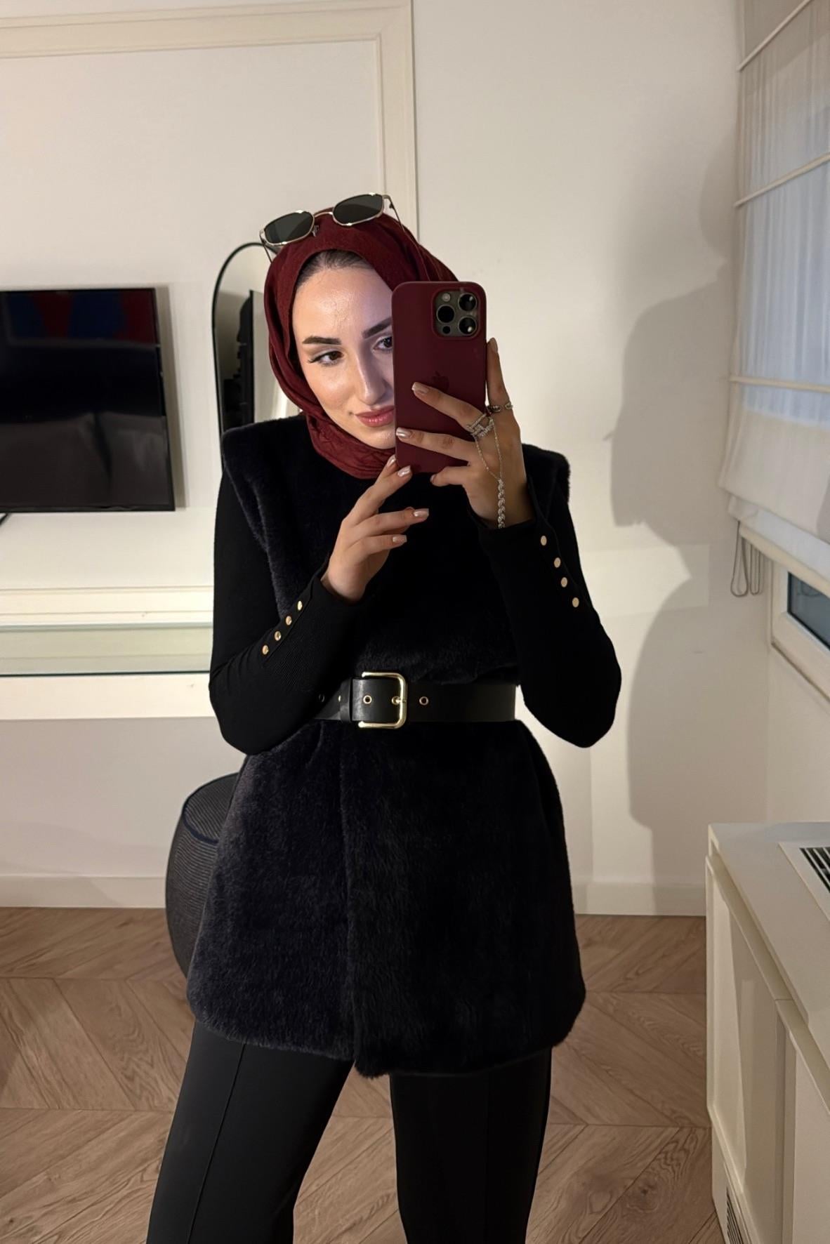 Angora Yelek-siyah