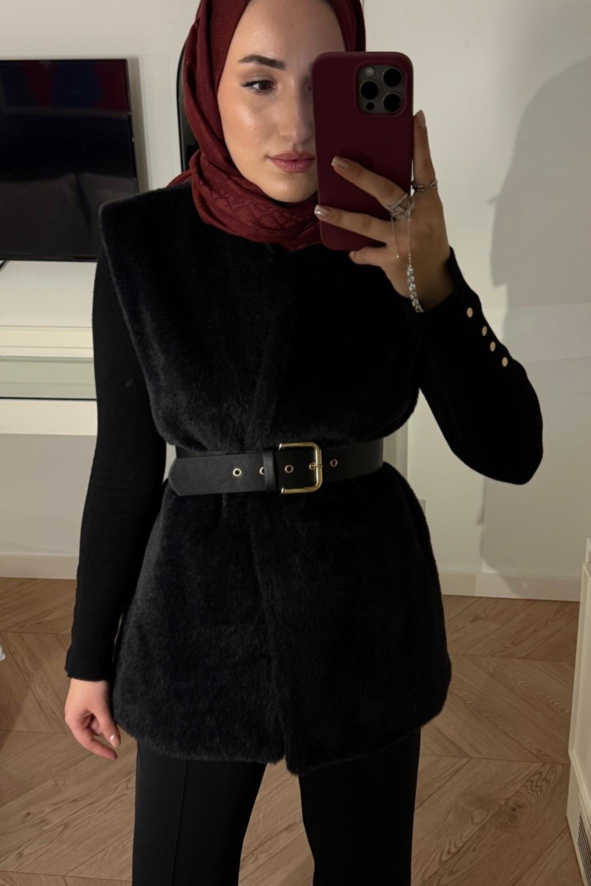 Angora Yelek-siyah