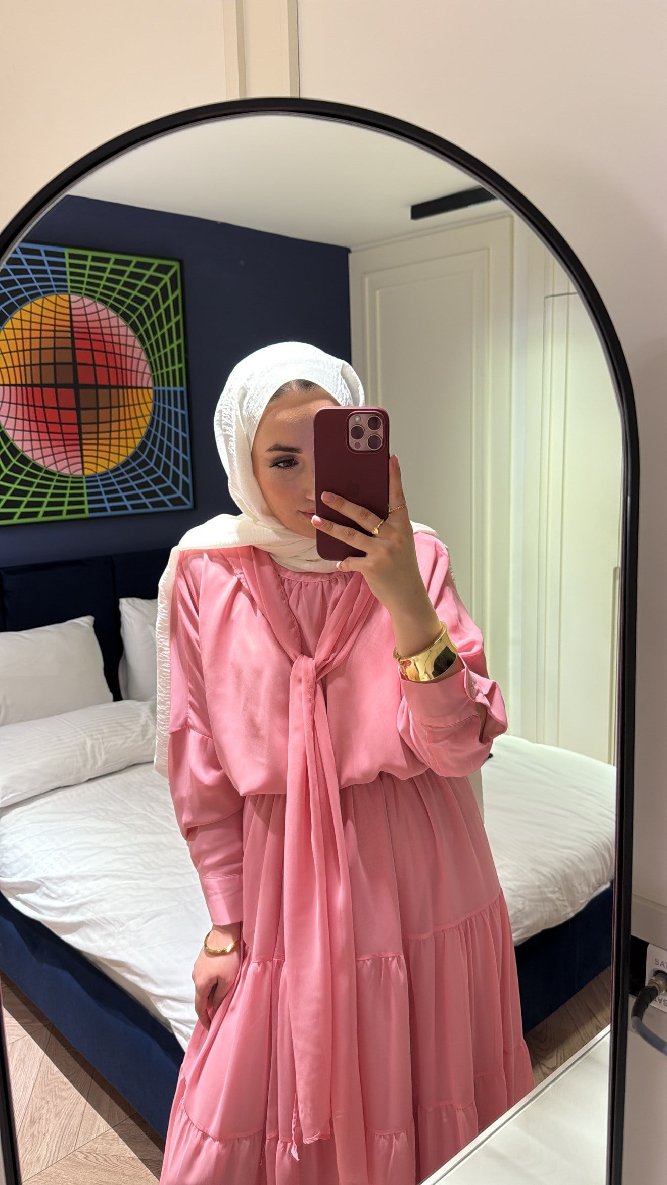 Arya  Yaka Bağlamalı Etekli Takım - Pembe