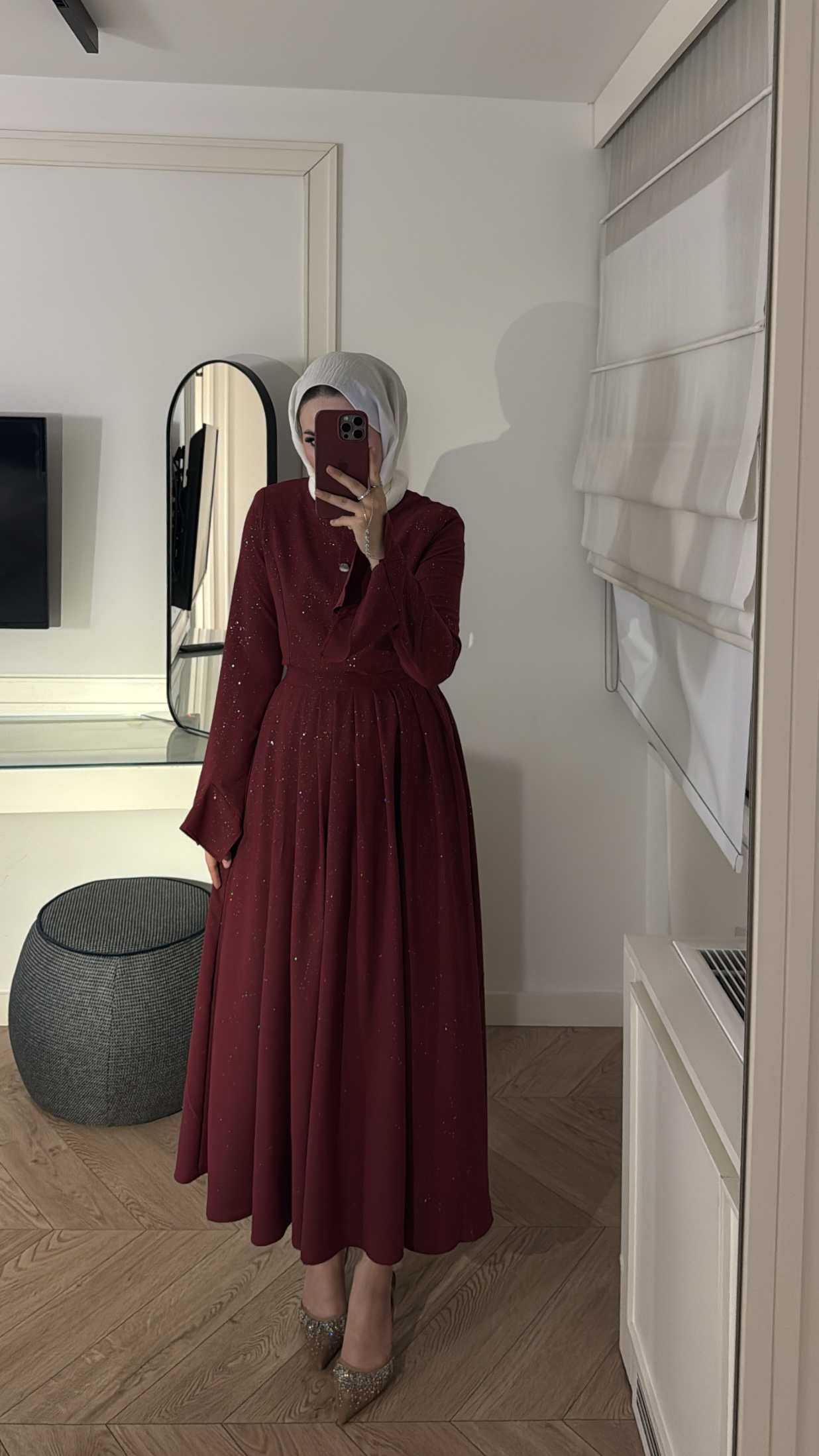 Aysa Simli Etekli Takım - Vişne