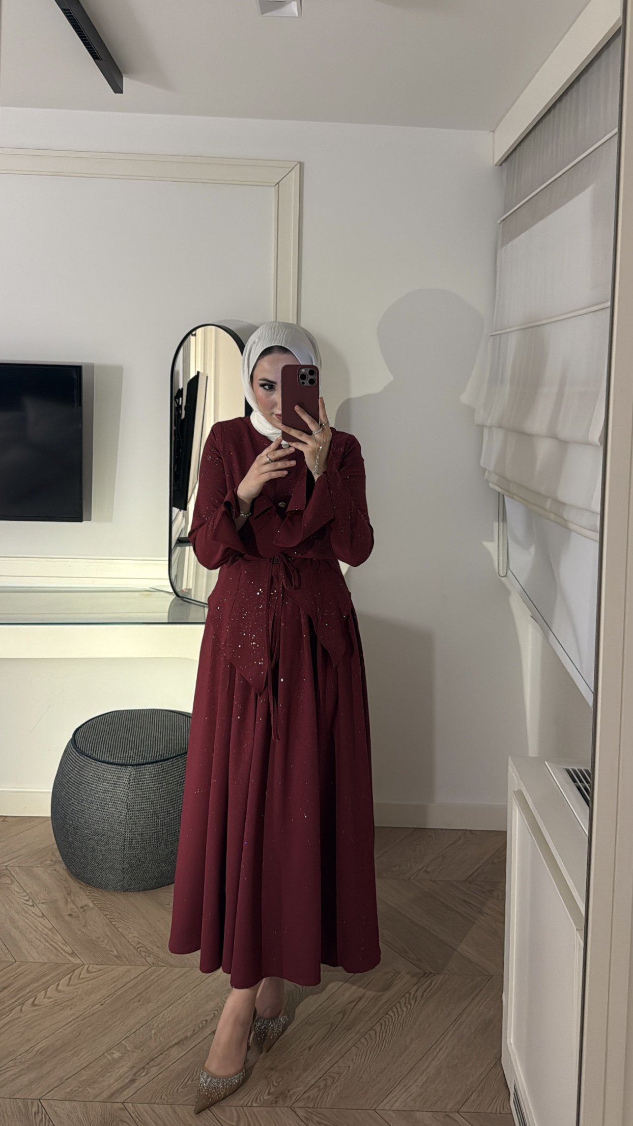 Aysa Simli Etekli Takım - Vişne